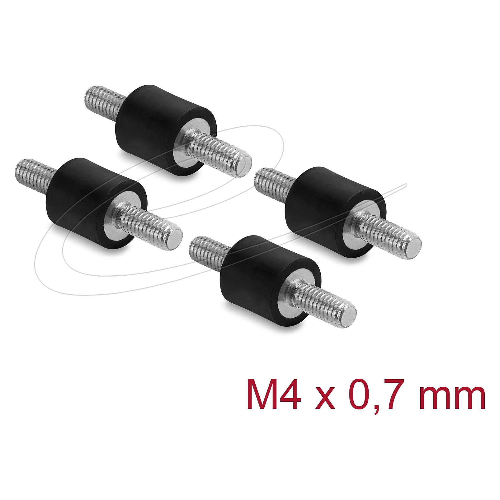 Delock Vibrationsdämpfer M4 x 0,7 mm D 10 x H 10 mm mit 2 x Außengewinde 4 Stück schwarz
