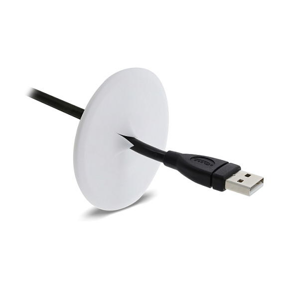 Delock Silikon Kabeldurchführung rund Ã˜ 65 mm zur Wandmontage / Tischmontage weiß