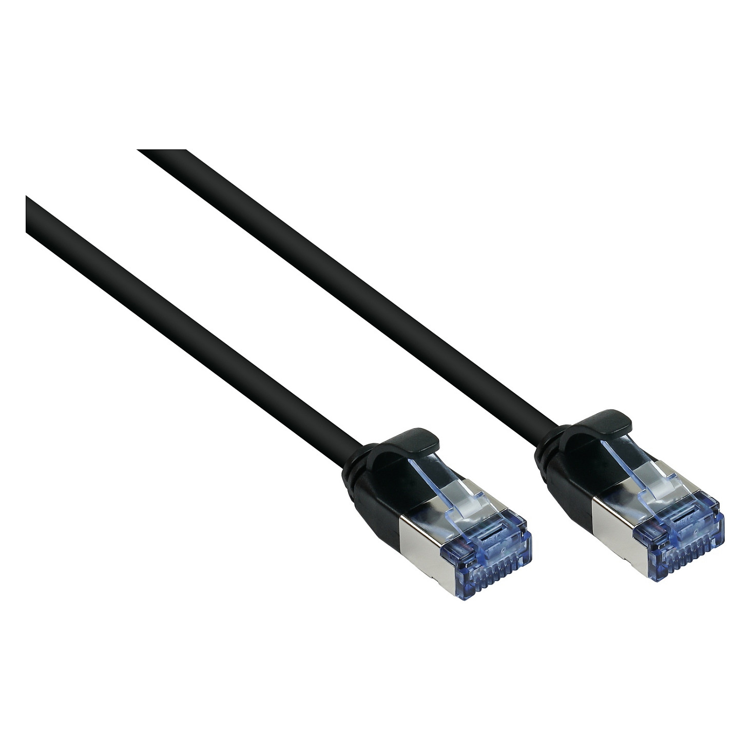 RNS® Patchkabel SlimLine, Cat.6A, U/FTP, PiMF, halogenfrei (LSZH), 500MHz, CU, schwarz, 1m, Good Connections®