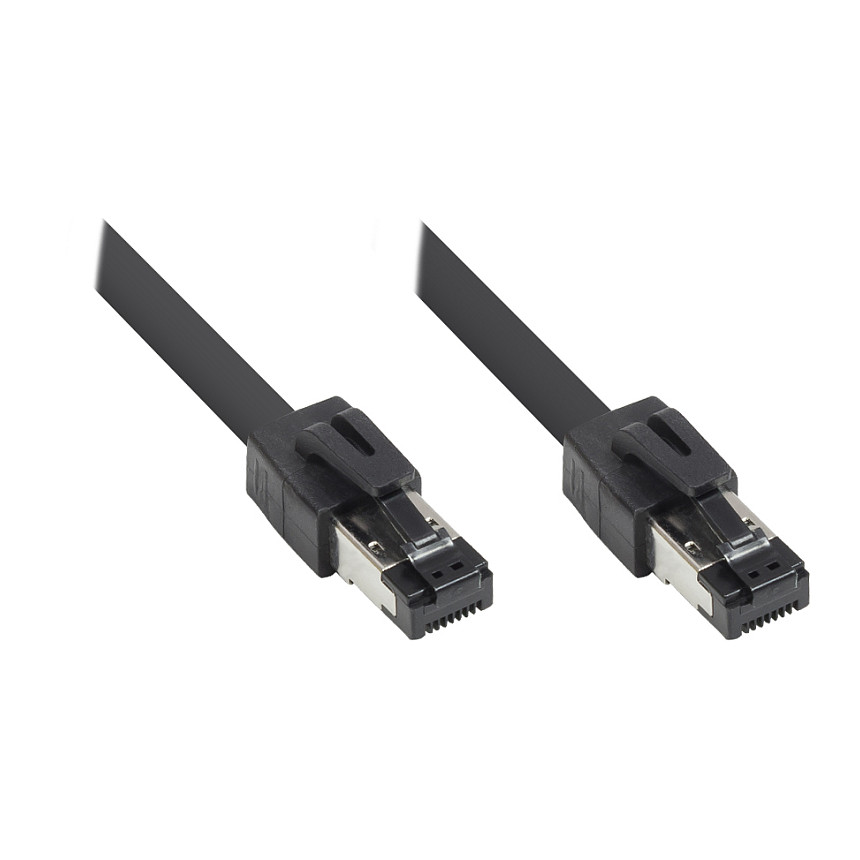 RNS® Patchkabel Cat. 8.1, S/FTP, PiMF, halogenfrei (LSZH), 2000MHz, 40Gbit/s, schwarz, 0,5m, Good Connections®
