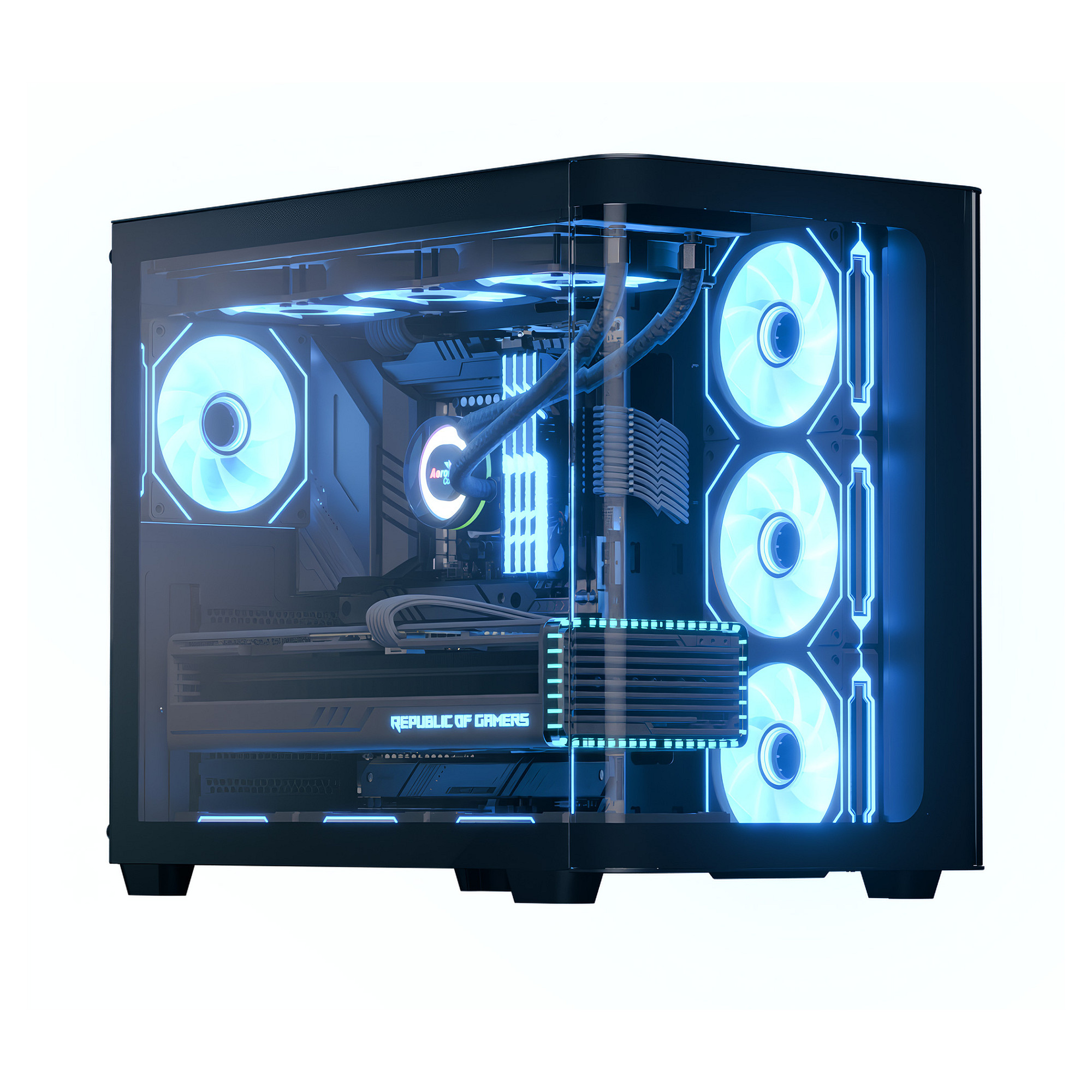 Midi Aerocool P500C-G-BK-v1 (schwarz, Tempered Glass x 3)