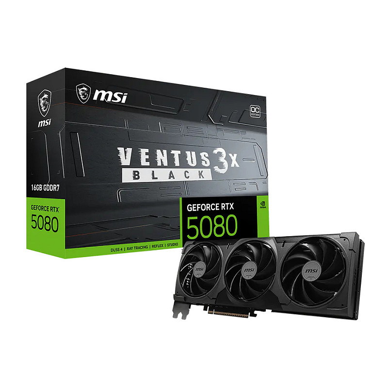 RTX 5080 16GB MSI VENTUS 3X OC BLACK GDDR7 3 Fan