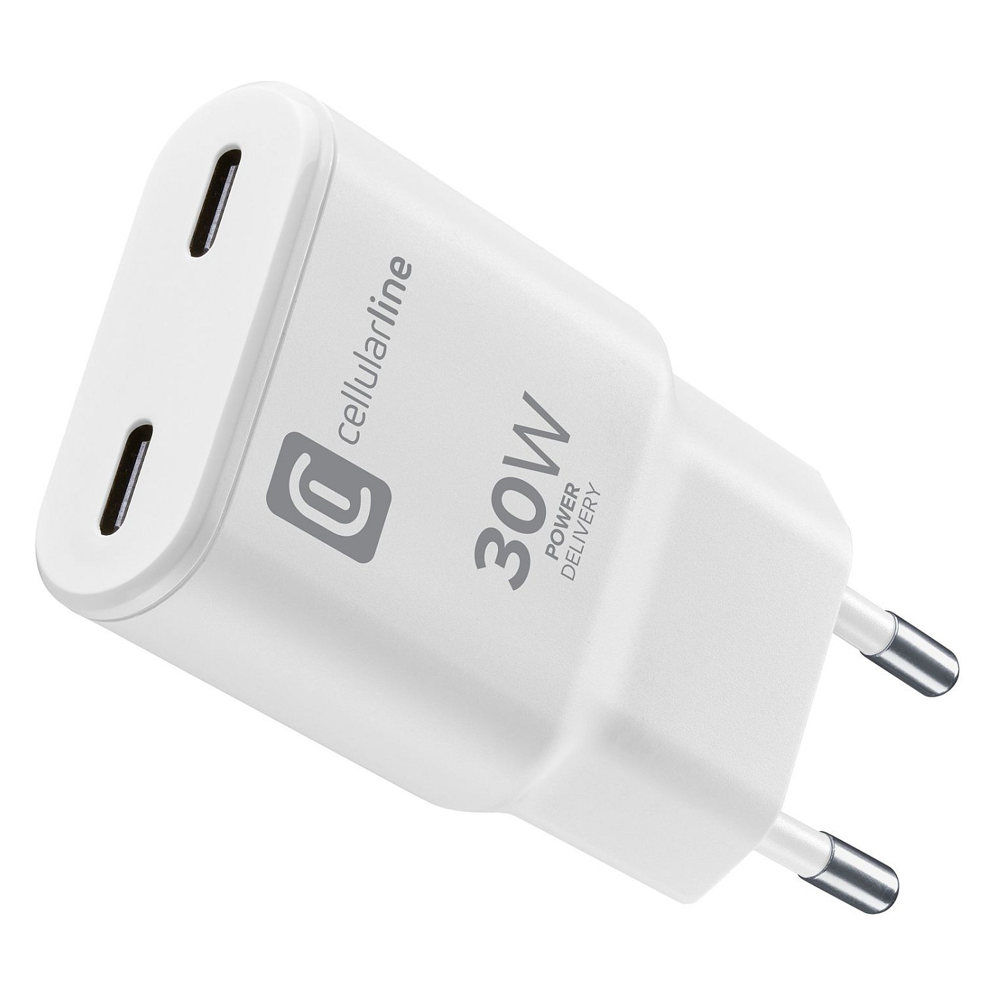 Cellularline GAN Wall Charger 2xUSB-C 30W PD Smartphone Zubehör