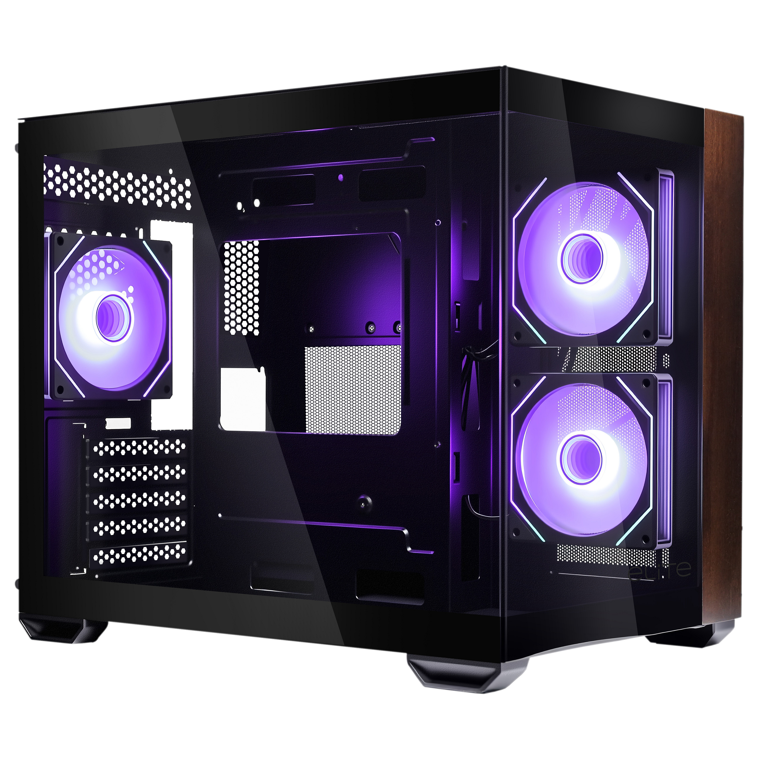 Cooler Master Elite 481 Wood - MT - micro ATX - Seitenteil mit Fenster (gehärtetes Glas)