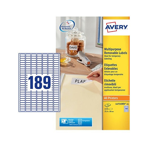 AVERY Zweckform Etiketten L4731REV-25 weiß 25,4 x 10,0 mm - 5.670 Stück Zubehör Drucker