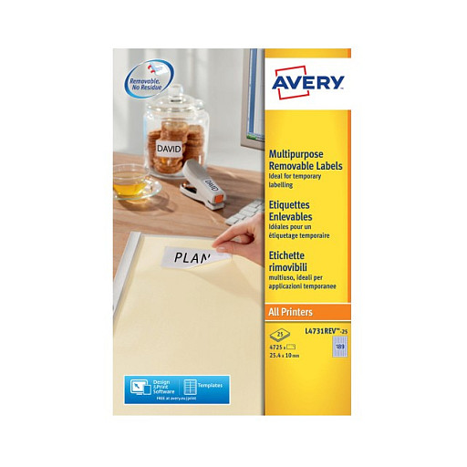 AVERY Zweckform Etiketten L4731REV-25 weiß 25,4 x 10,0 mm - 5.670 Stück