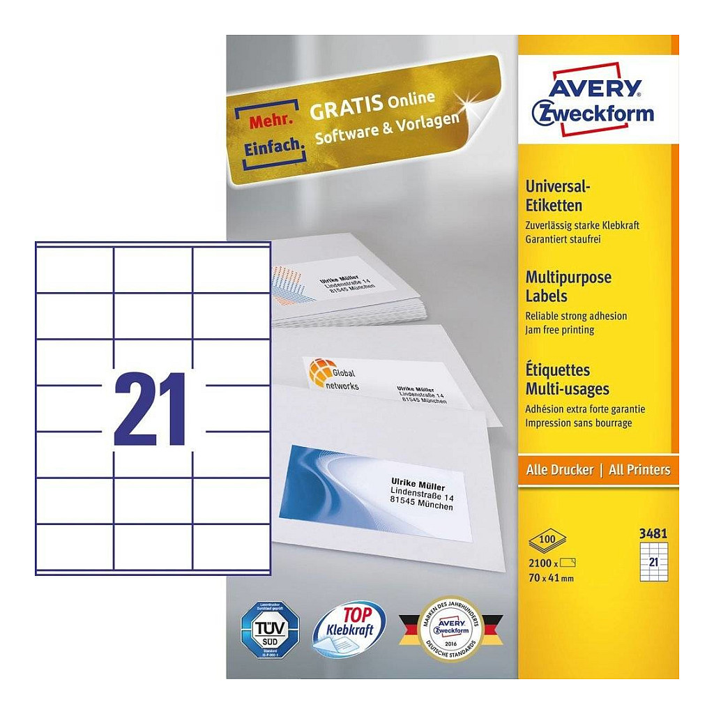 Avery 3481 self-adhesive label