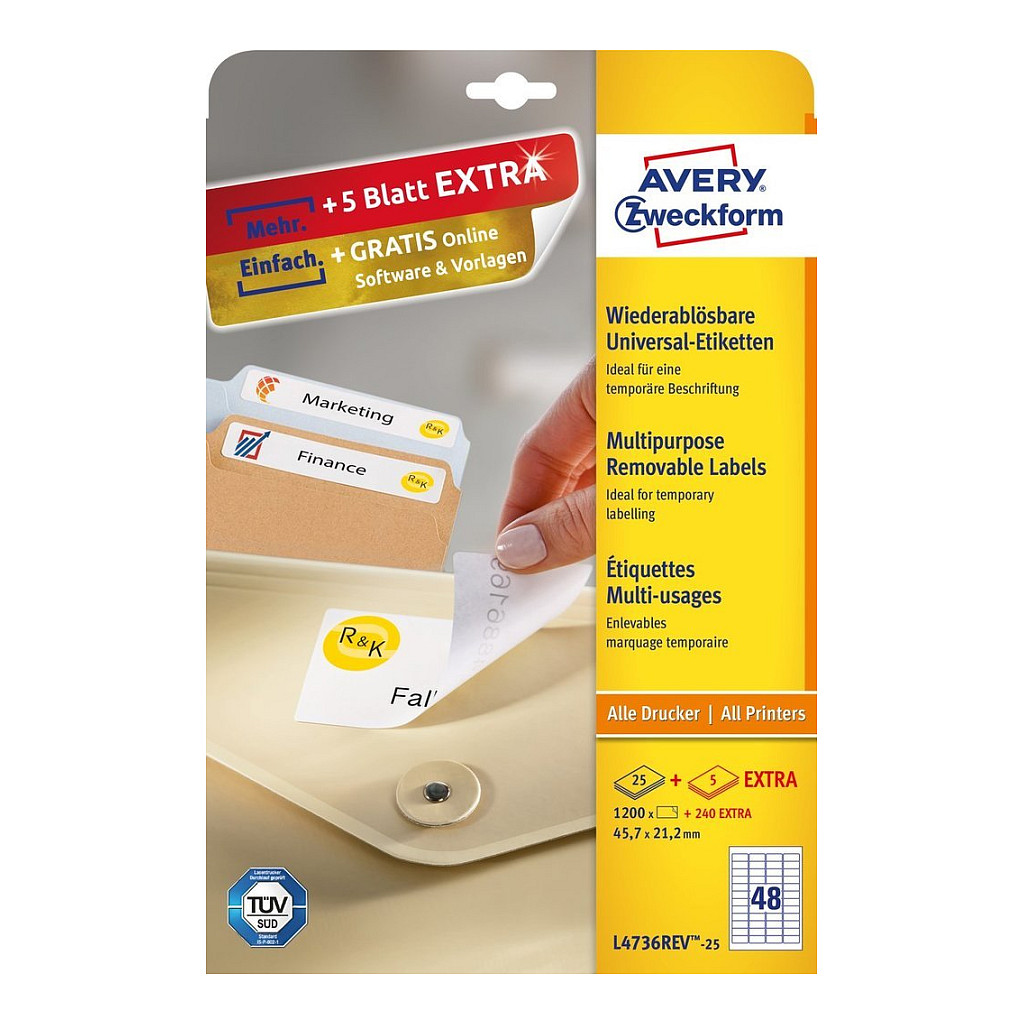 Avery L4736REV-25 self-adhesive label