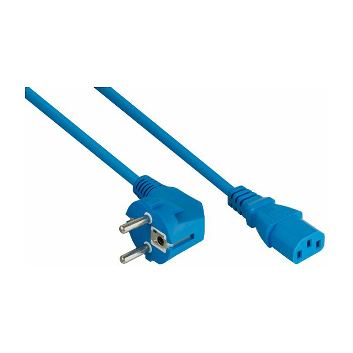 kabelmeister Schutzkontakt-St. (90° gew.) an C13 blau 1m