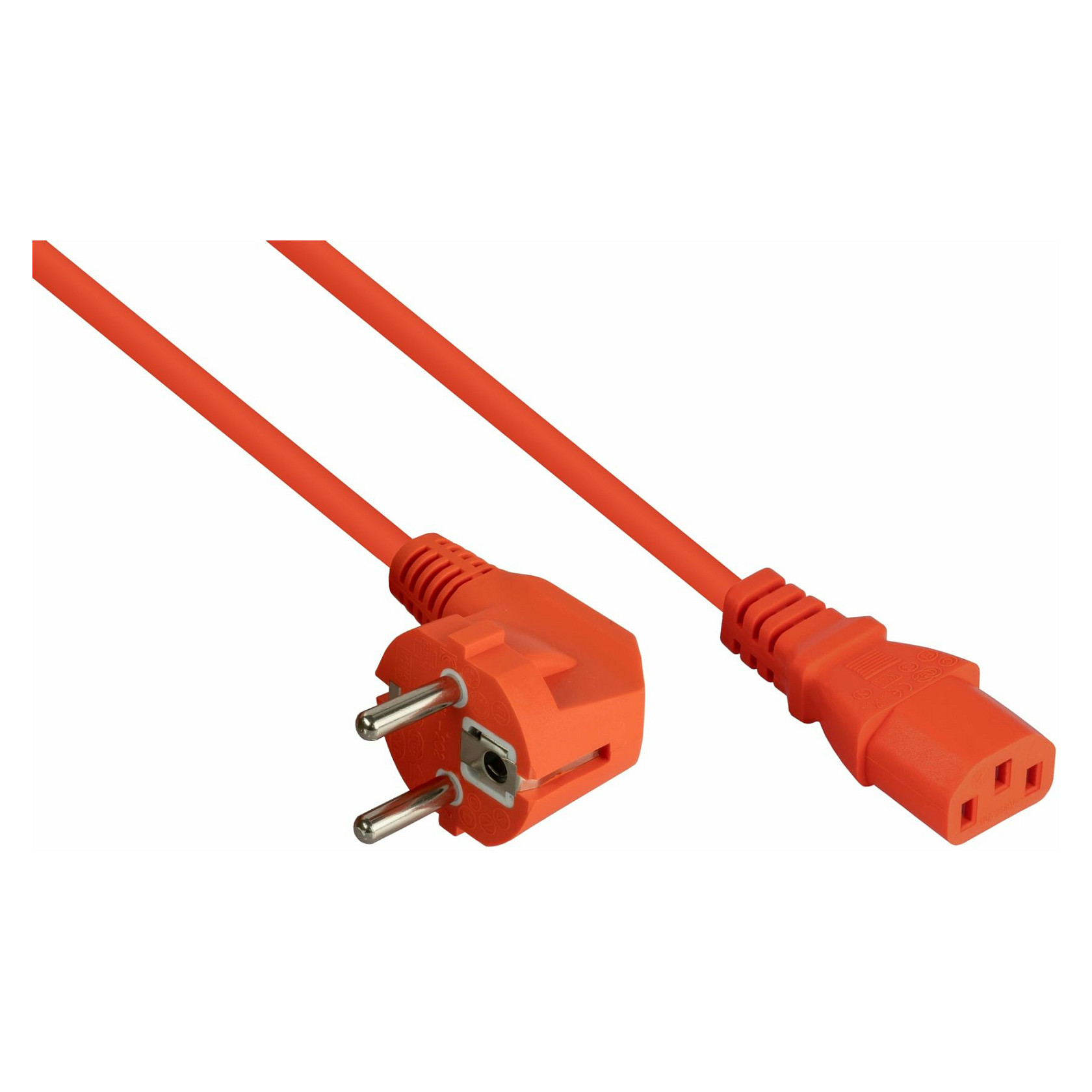 kabelmeister Schutzkontakt-St. (90° gew.) an C13 orange 3m