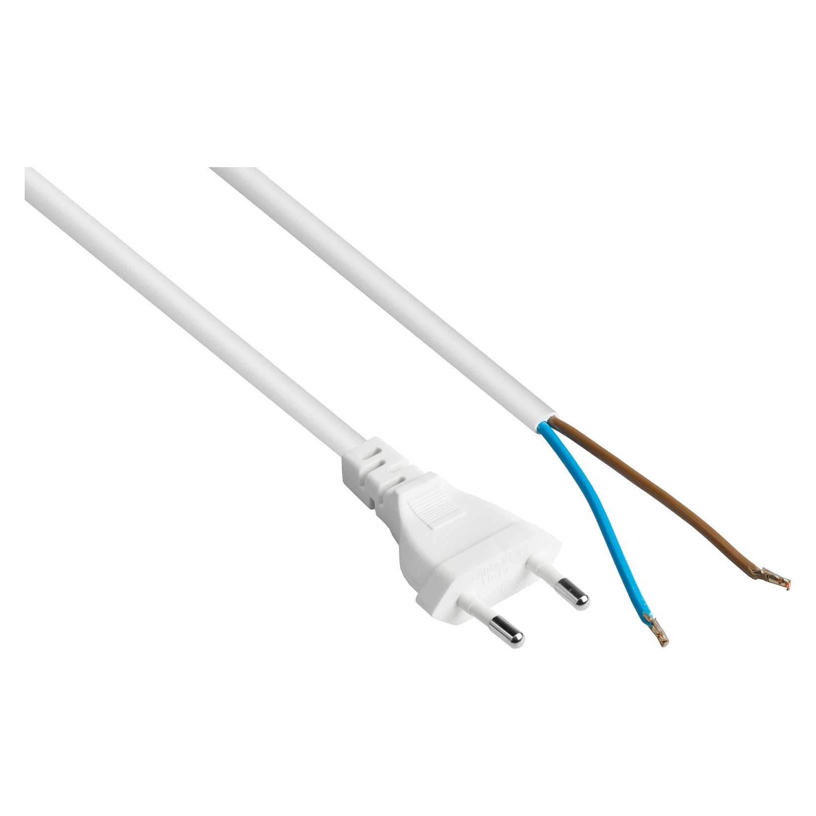 kabelmeister Euro-Netzkabel an open end weiß 3 m
