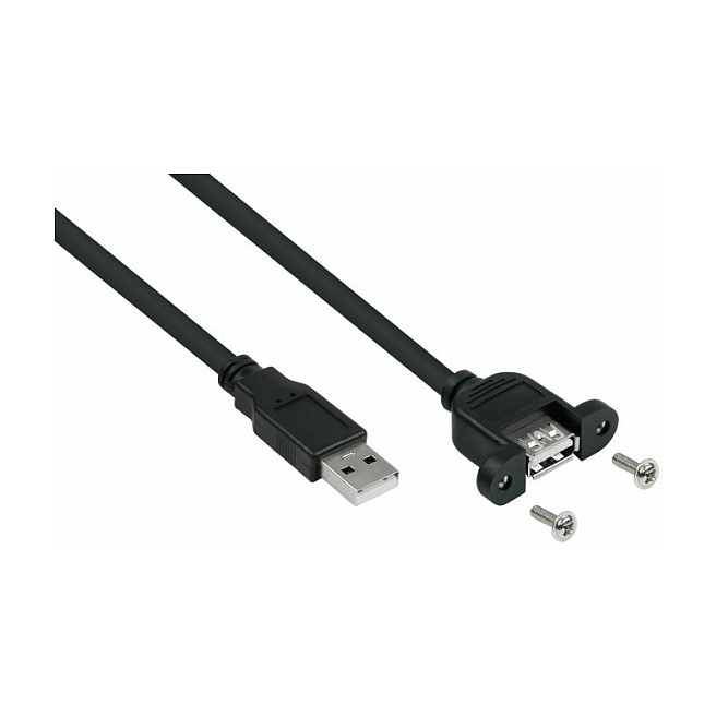kabelmeister USB2.0 Verlängerung A-St.-Einbaub.A schw. 2m