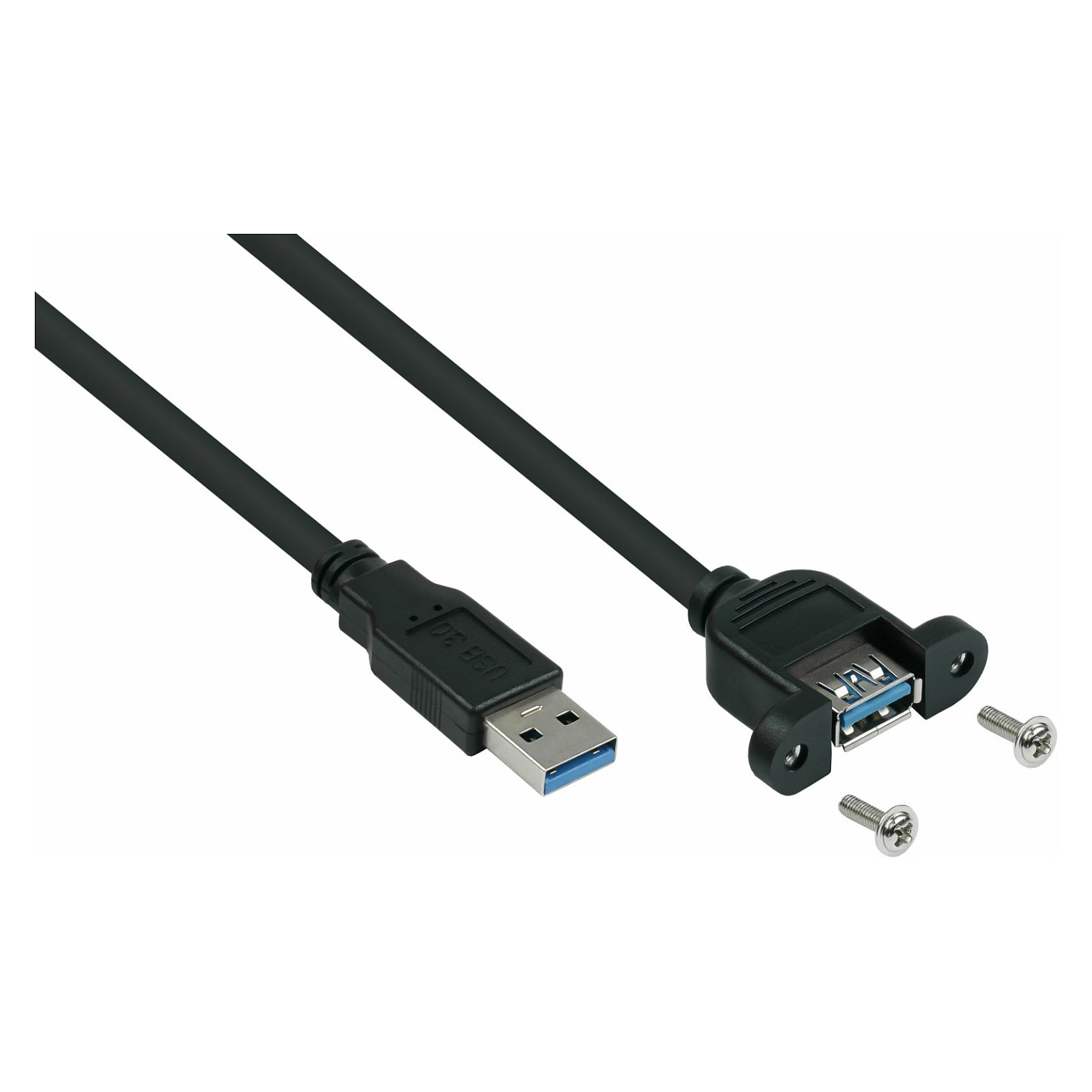 kabelmeister USB3.0 Verläng. A St.-A Einbau UL schwarz 0,3m