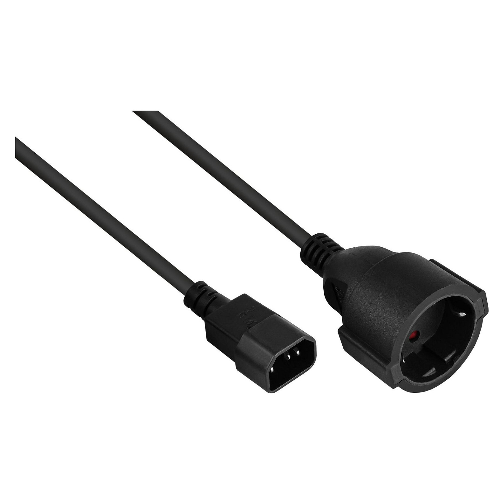 kabelmeister Netzkabel C14 Schutzkontakt-Buchse schw. 0,15m