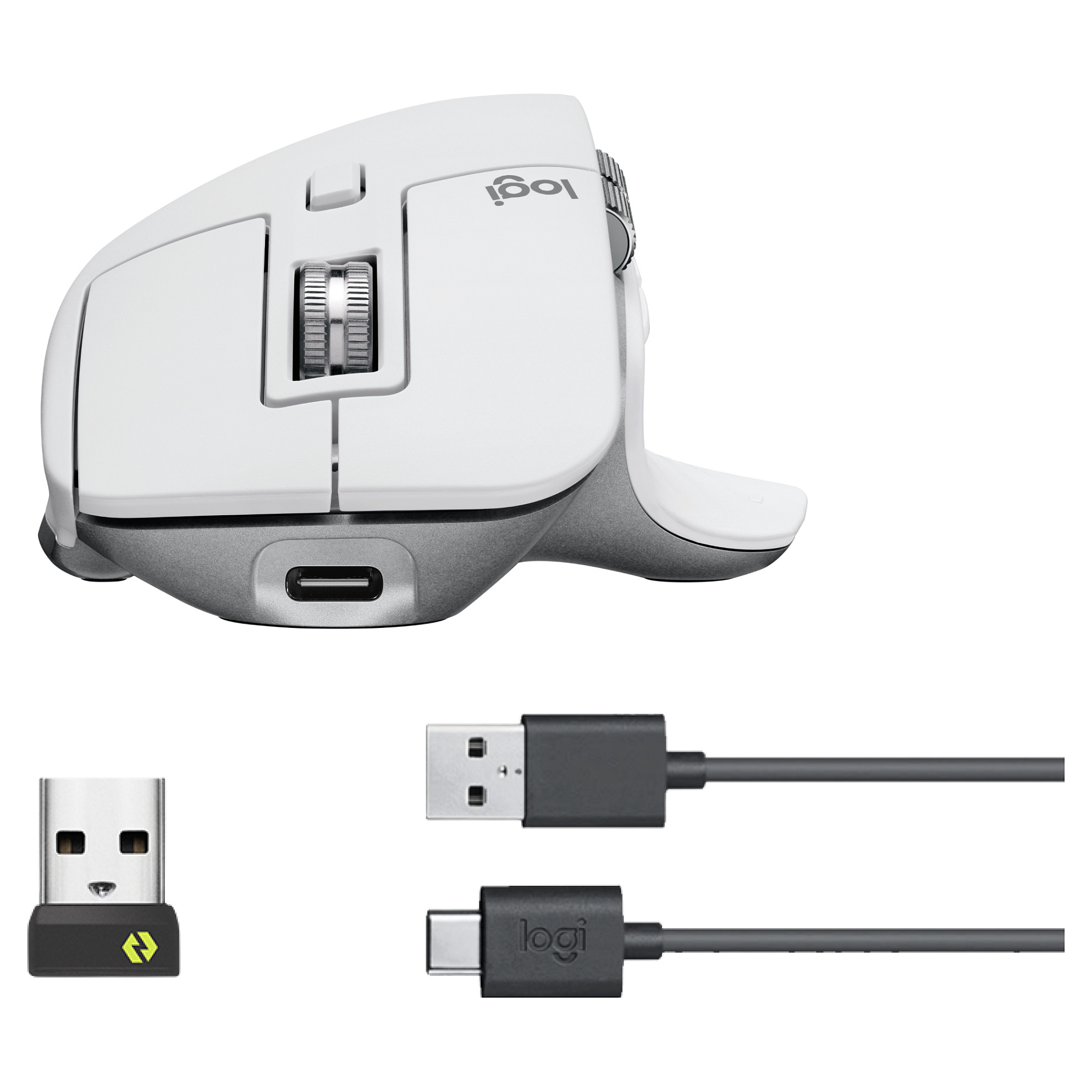 Logitech MX Master 3S, right-handed, laser, RF wireless + Bluetooth, 8000 DPI, silver, white Mäuse & Tastaturen