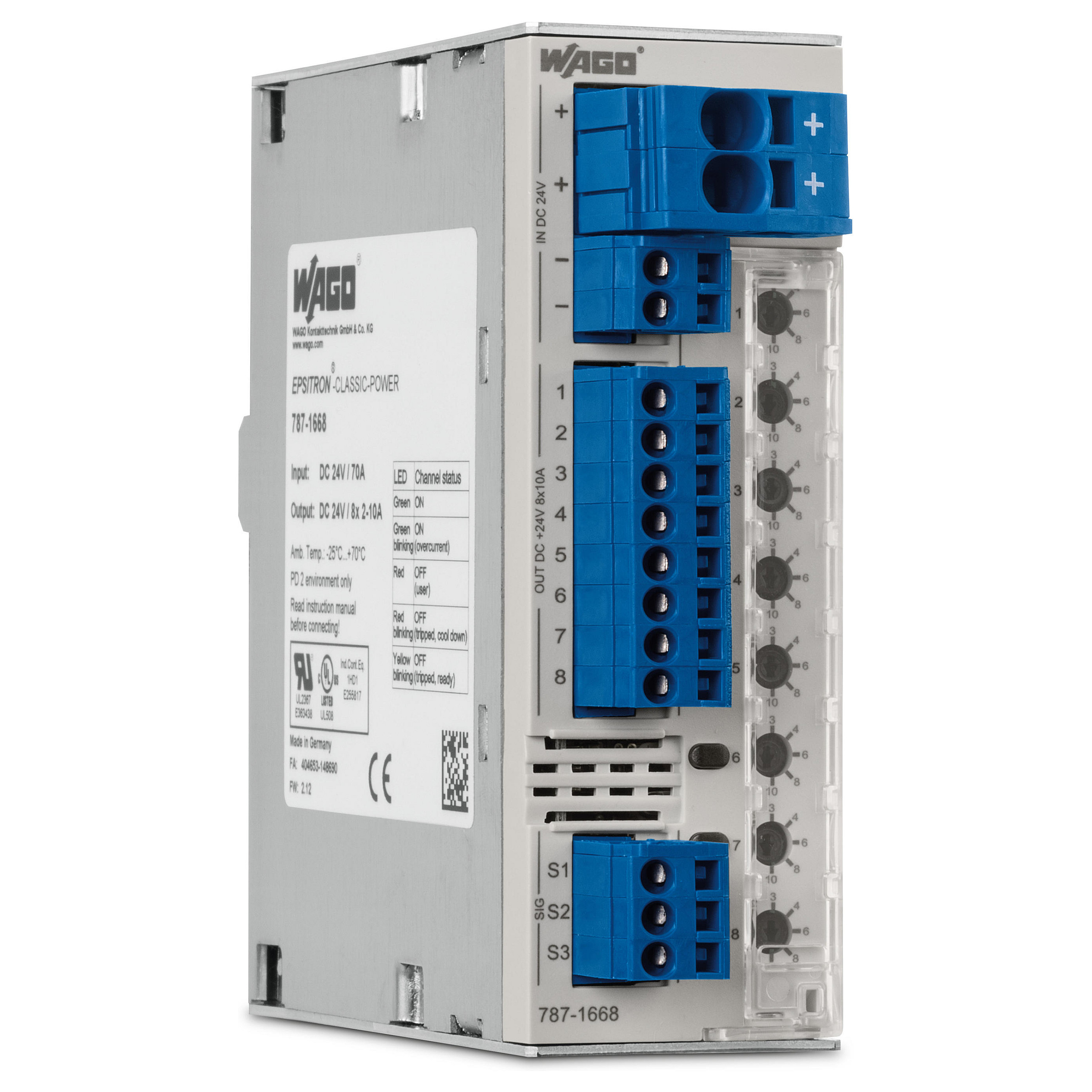 WAGO 787-1668 Elektronischer Schutzschalter EPSITRON® DC 24 V 8x10A Elektroinstallation
