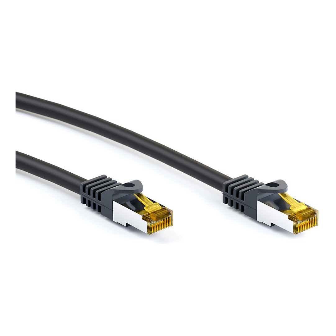 Goobay 7,5m RJ45 Patchkabel CAT 6A S/FTP (PiMF), 500 MHz, mit CAT 7 Rohkabel, schwarz LSZH halogenfrei, Kupfer