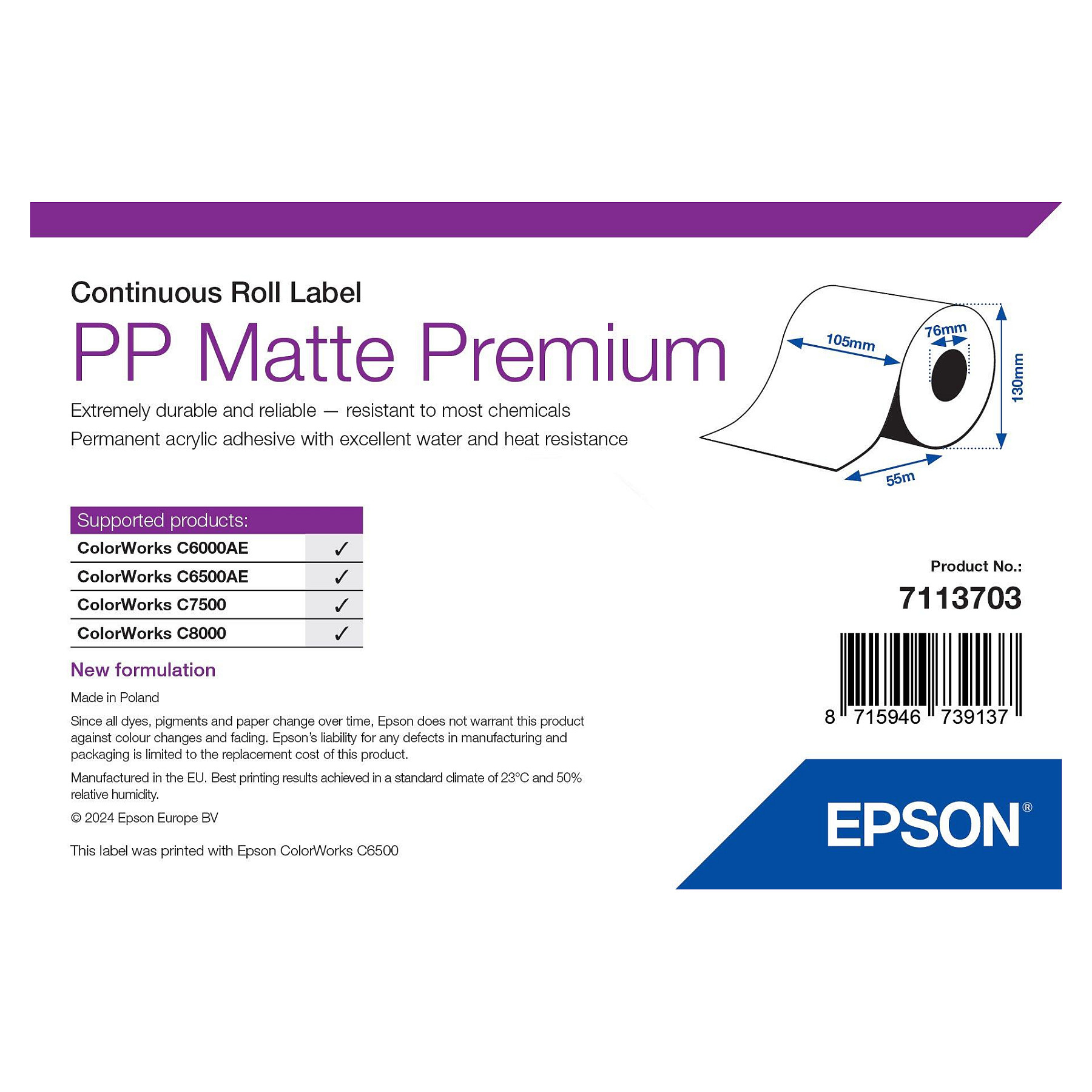 Epson 7113703 printer label Zubehör Drucker