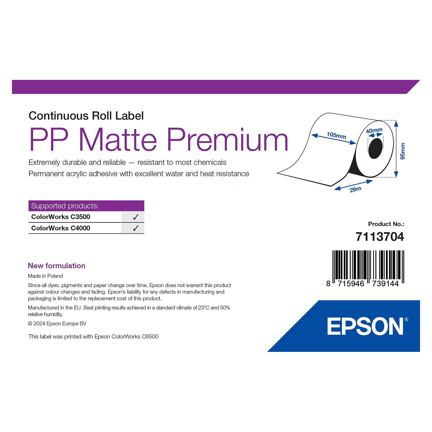 Epson 7113704 printer label Zubehör Drucker