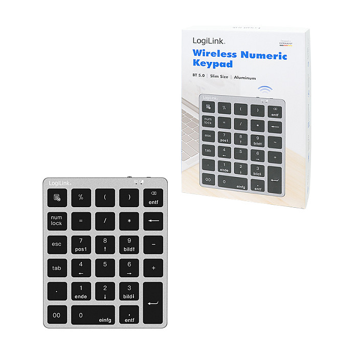 Logilink Wireless 28-Tasten-Keypad BT 5.0, space-grau