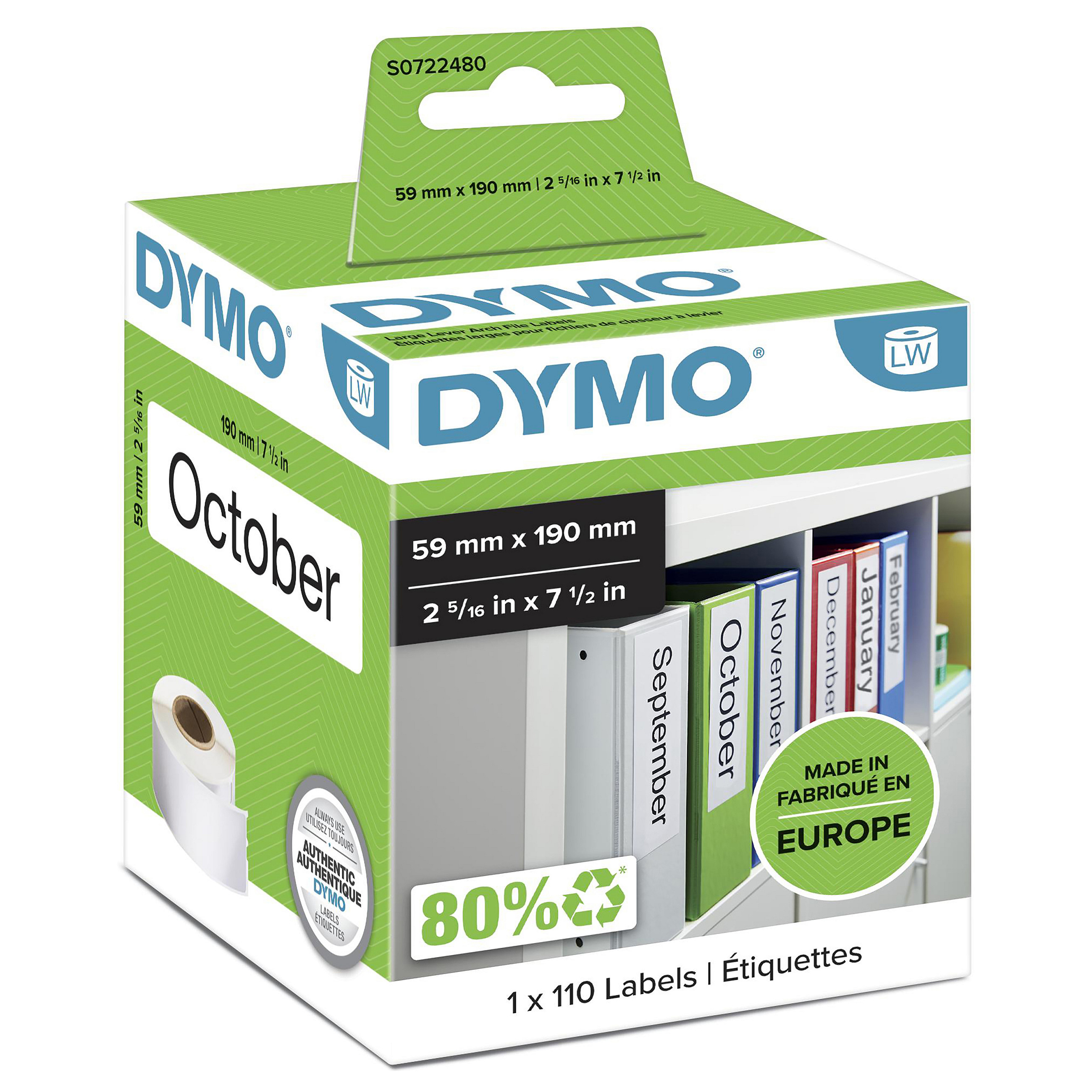 Dymo Farbband - S0722480 - 99019 - 1 Rolle Ã  110 - 59x190mm - weiß