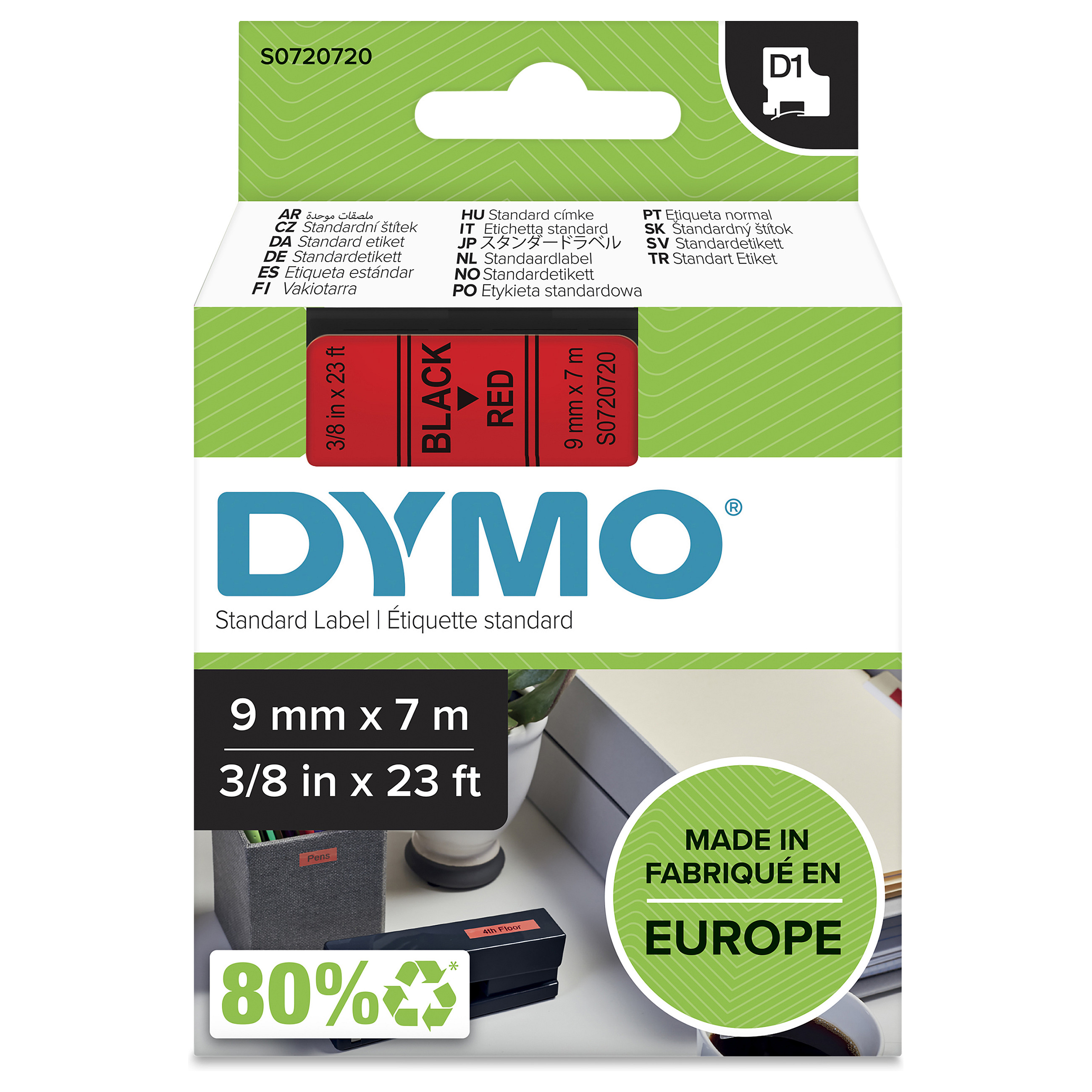 DYMO D1 Standard - Black on Red - 9mm label-making tape Zubehör Drucker