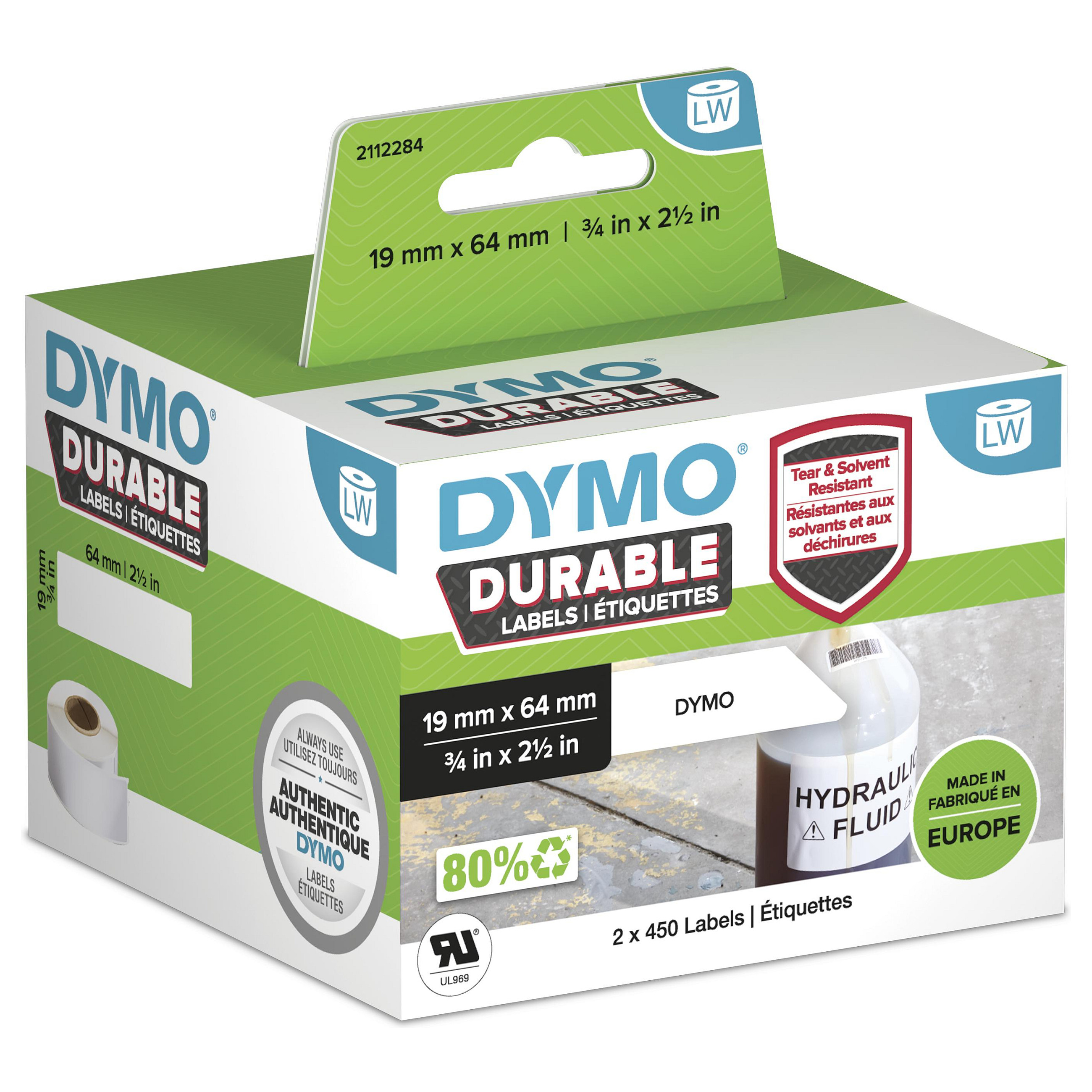 Dymo LW-Kunststoff-Etiketten 19 x 64 mm 2x 450 St. Zubehör Drucker