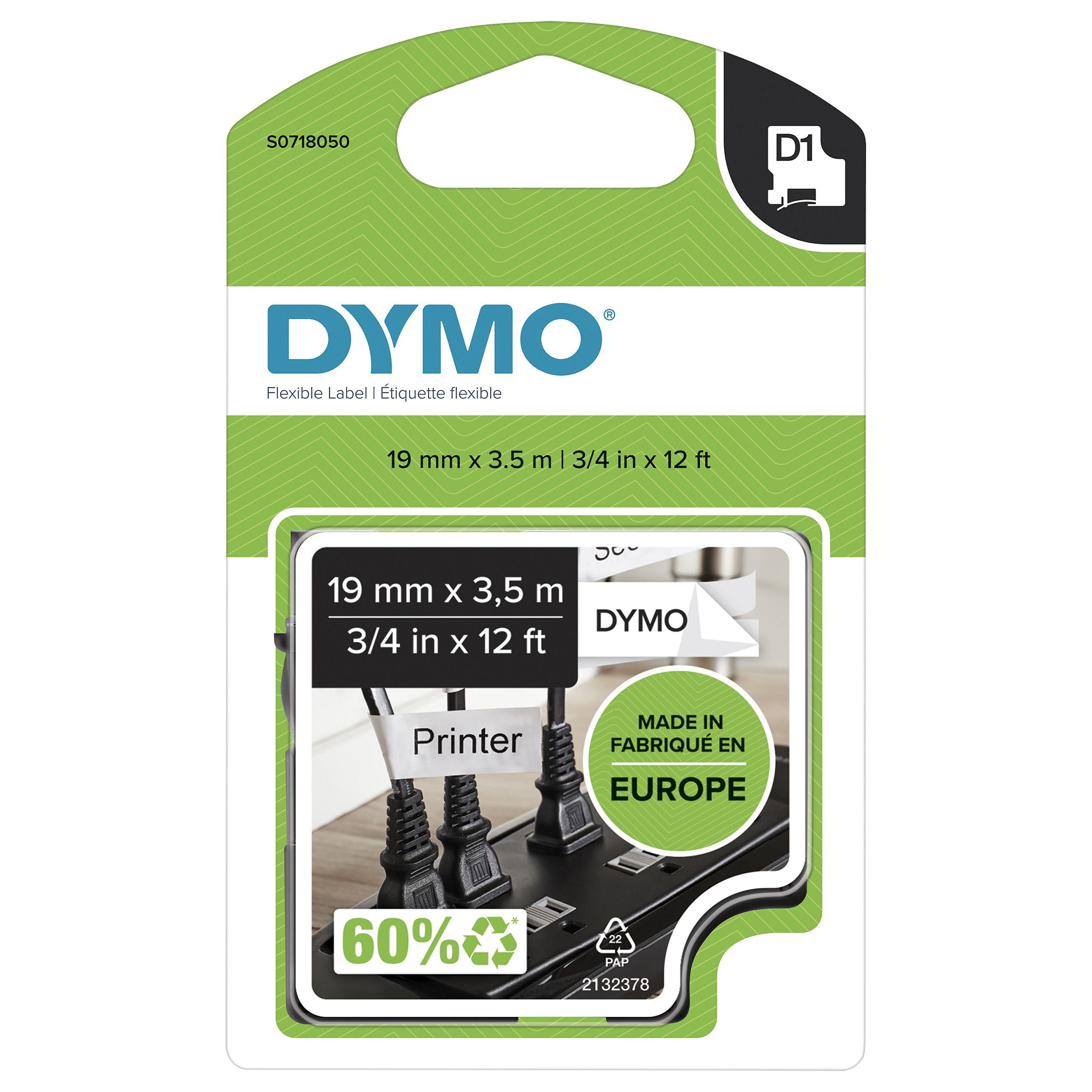DYMO D1 Durable - Black on White - 12mm label-making tape Zubehör Drucker