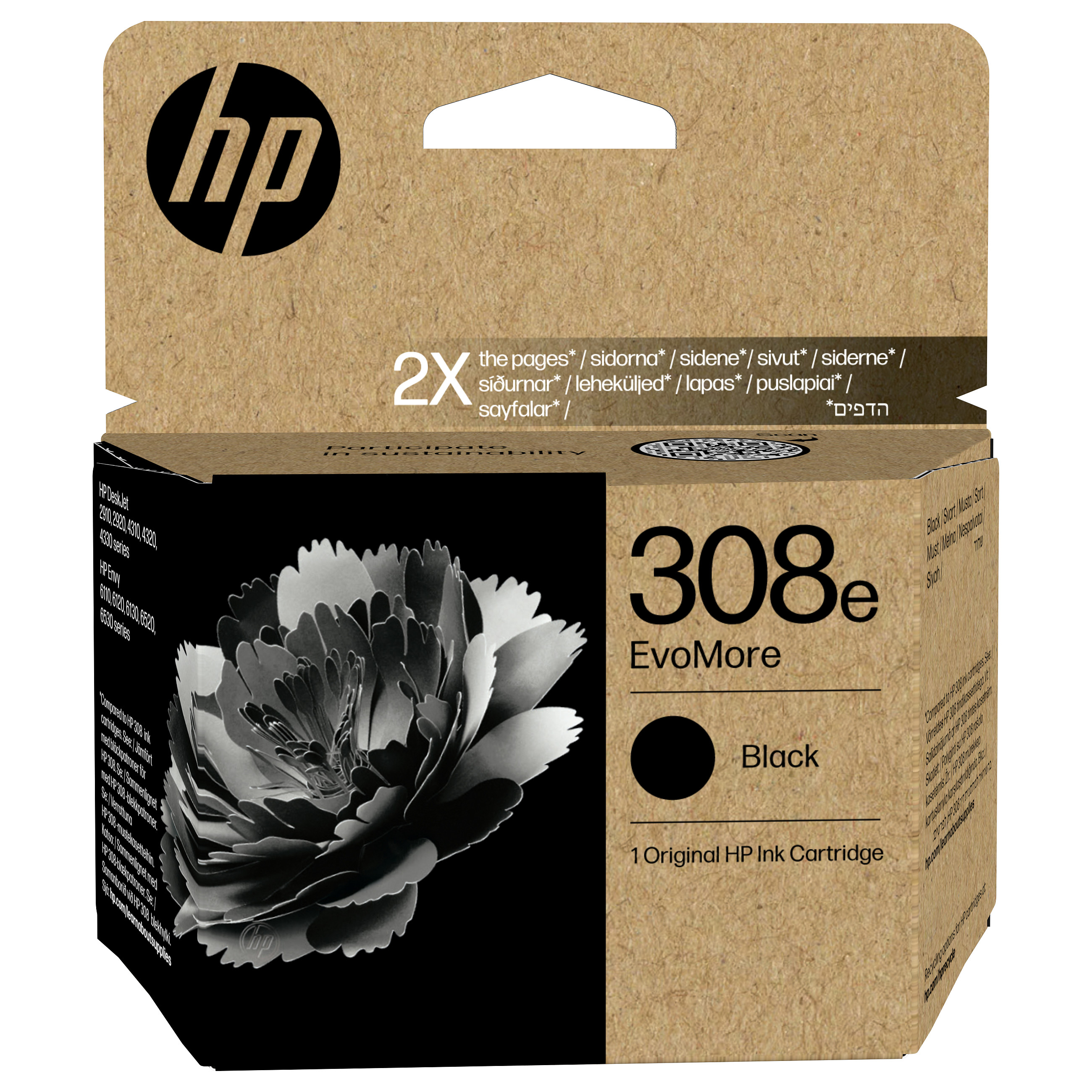 HP 308e EvoMore Black Original Ink Cartridge Schwarz 320Seiten Tinte