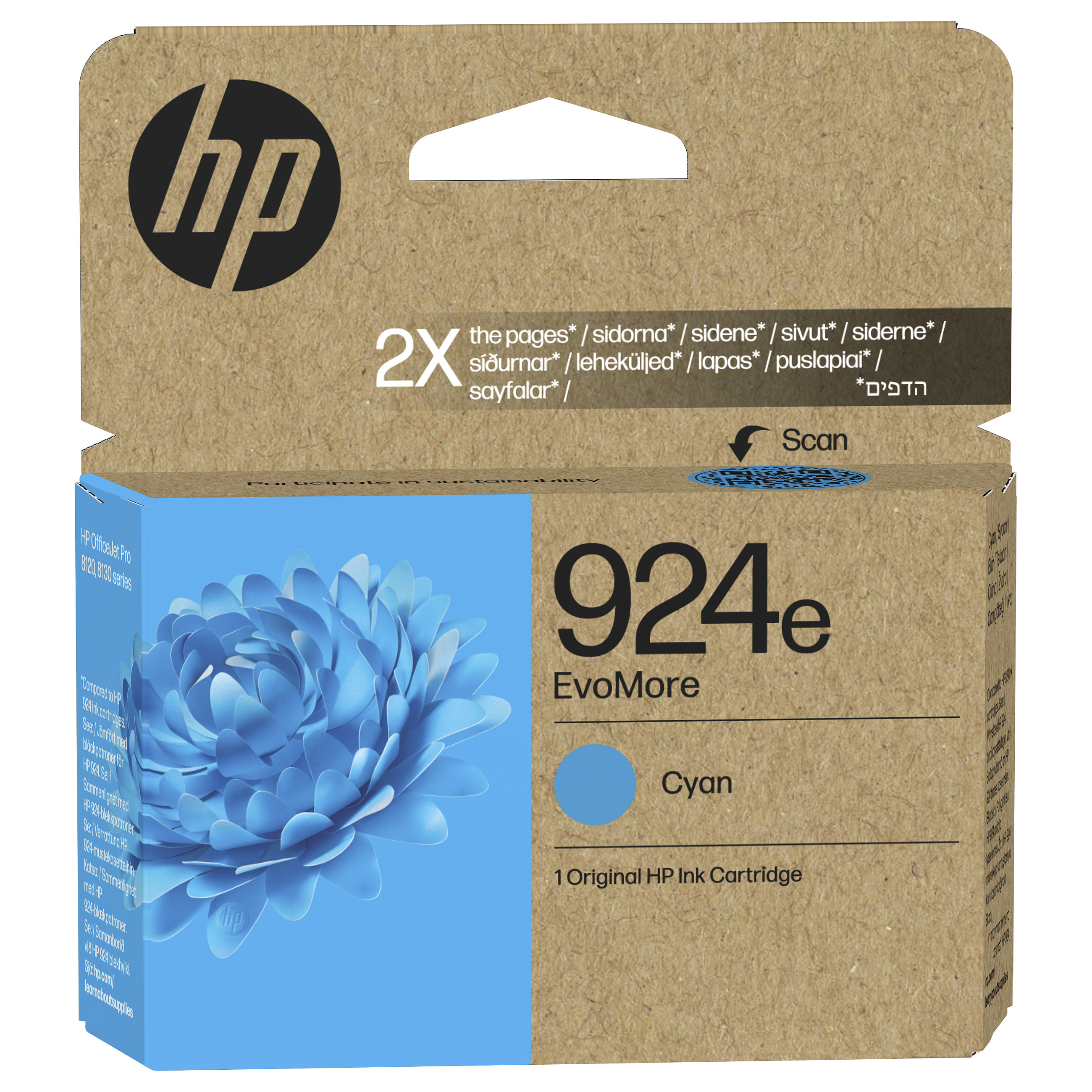 HP 924e EvoMore Cyan Original Ink Cartridge Cyan 800Seiten Tinte