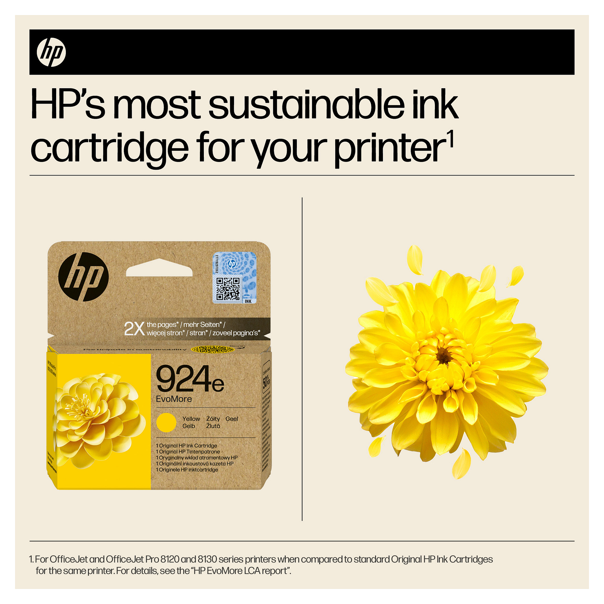 HP 924e EvoMore Yellow Original Ink Cartridge Gelb 800Seiten