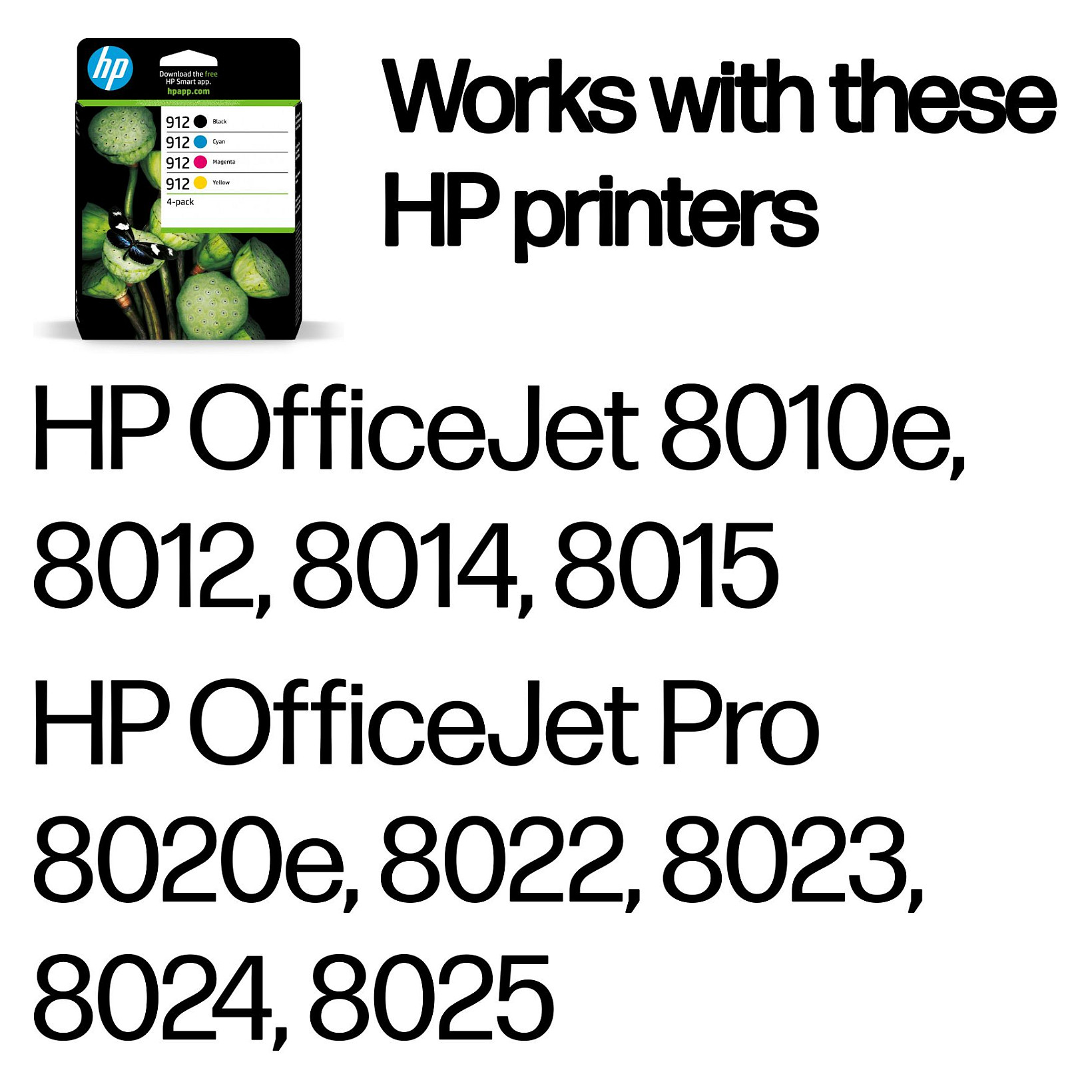 HP 912 4-Pack CMYK(4) Original Ink Cartridge Combo Schwarz, Cyan, Magenta, Gelb 250Seiten 315Seiten