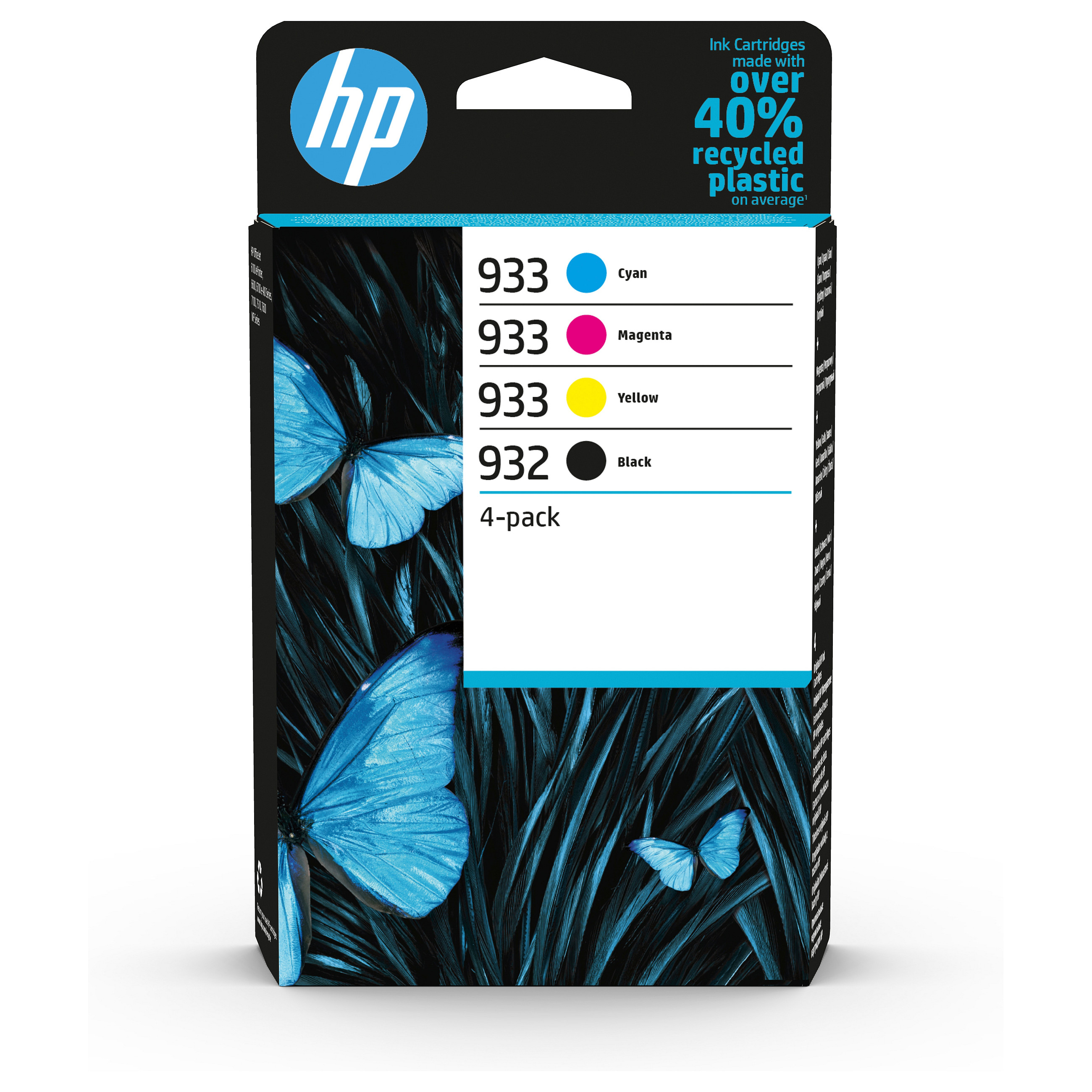 HP 933 4-Pack CMY(3)/932 Black Original Ink Cartridge Combo Schwarz, Cyan, Magenta, Gelb 8,5, 4ml 400Seiten 330Seiten Tinte