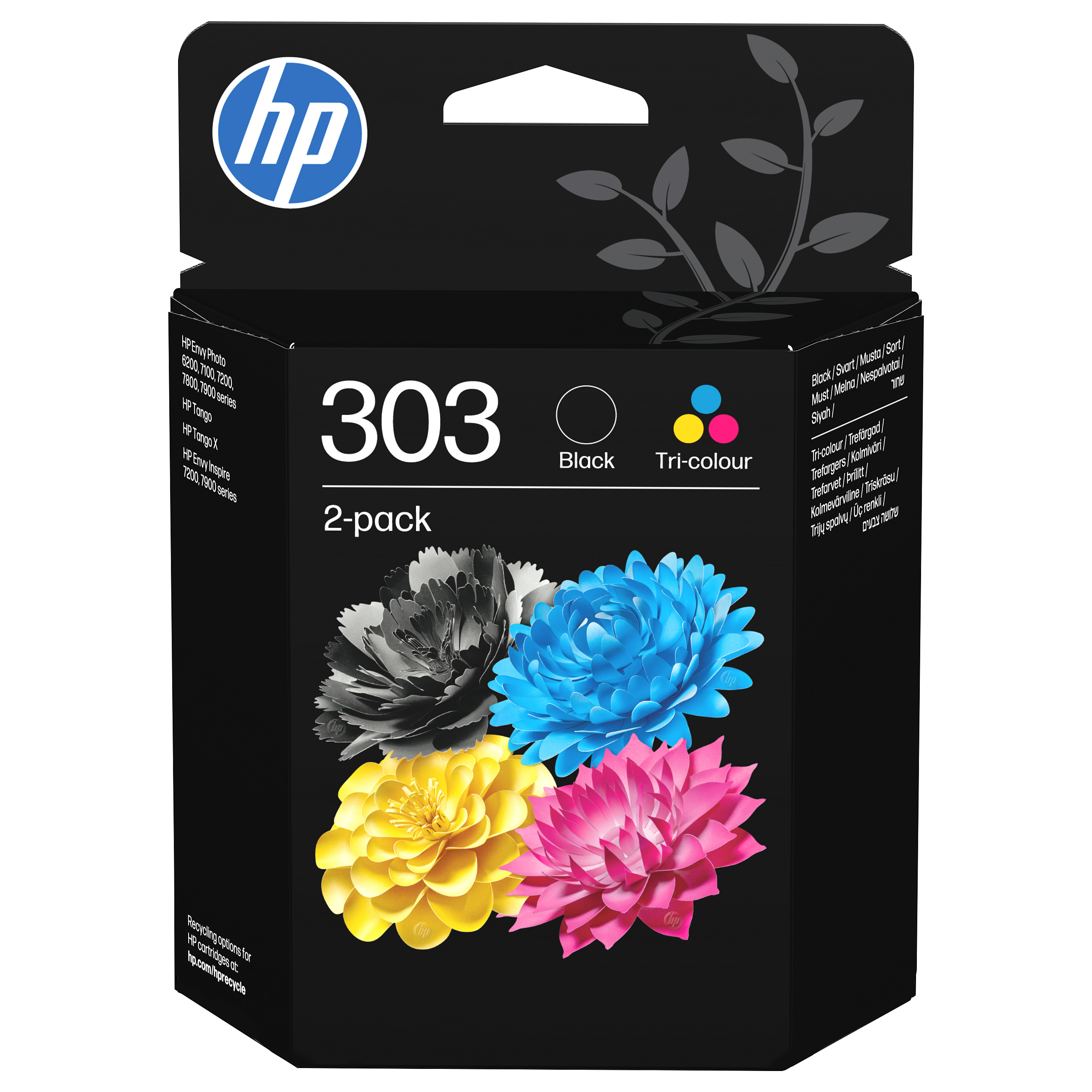 HP 303 2-pack Black/Tri-color Original Ink Cartridges Schwarz, Cyan, Magenta, Gelb 4ml 200Seiten 165Seiten Tinte