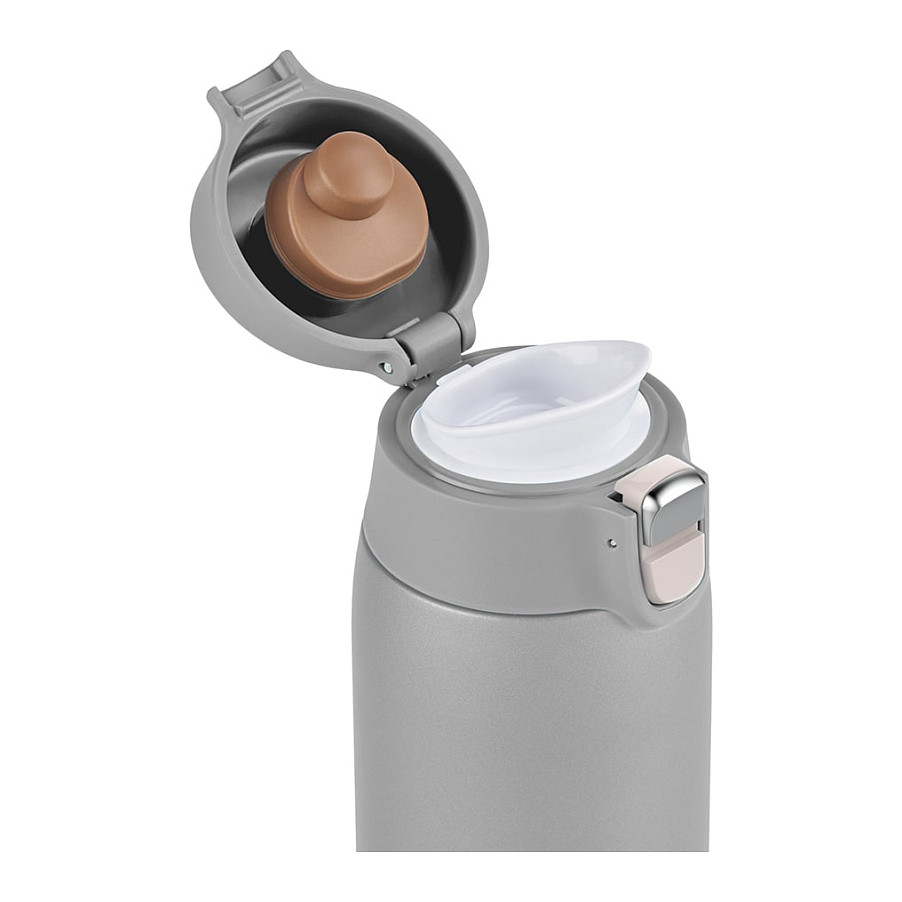 TRAVEL MUG light Thermobecher 0,4 Liter (silber, Flip-Deckel)