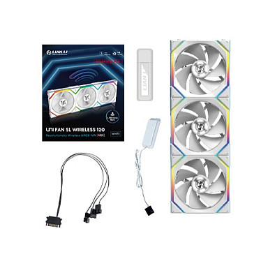 120mm Lian Li UNI FAN SL Wireless 120 ARGB Reverse Blade White 3-pack Gehäuselüfter