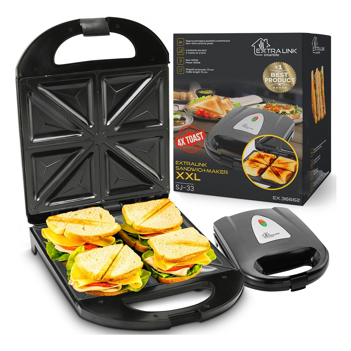 Extralink SMART LIFE SANDWICH-MAKER XXL SJ-33 Haushaltskleingeräte