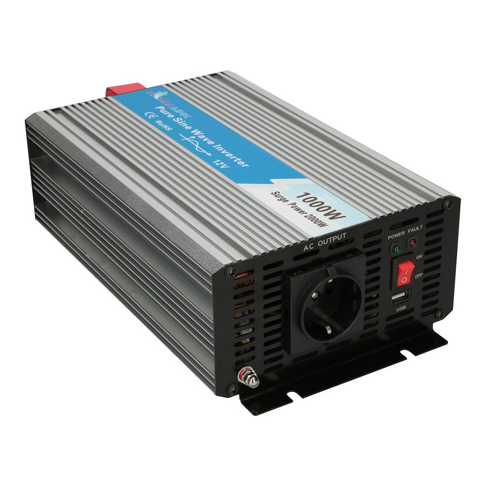 Extralink OPIP-1000W Spannungswandler, 12V - 230W, 1000W, Reiner Sinus