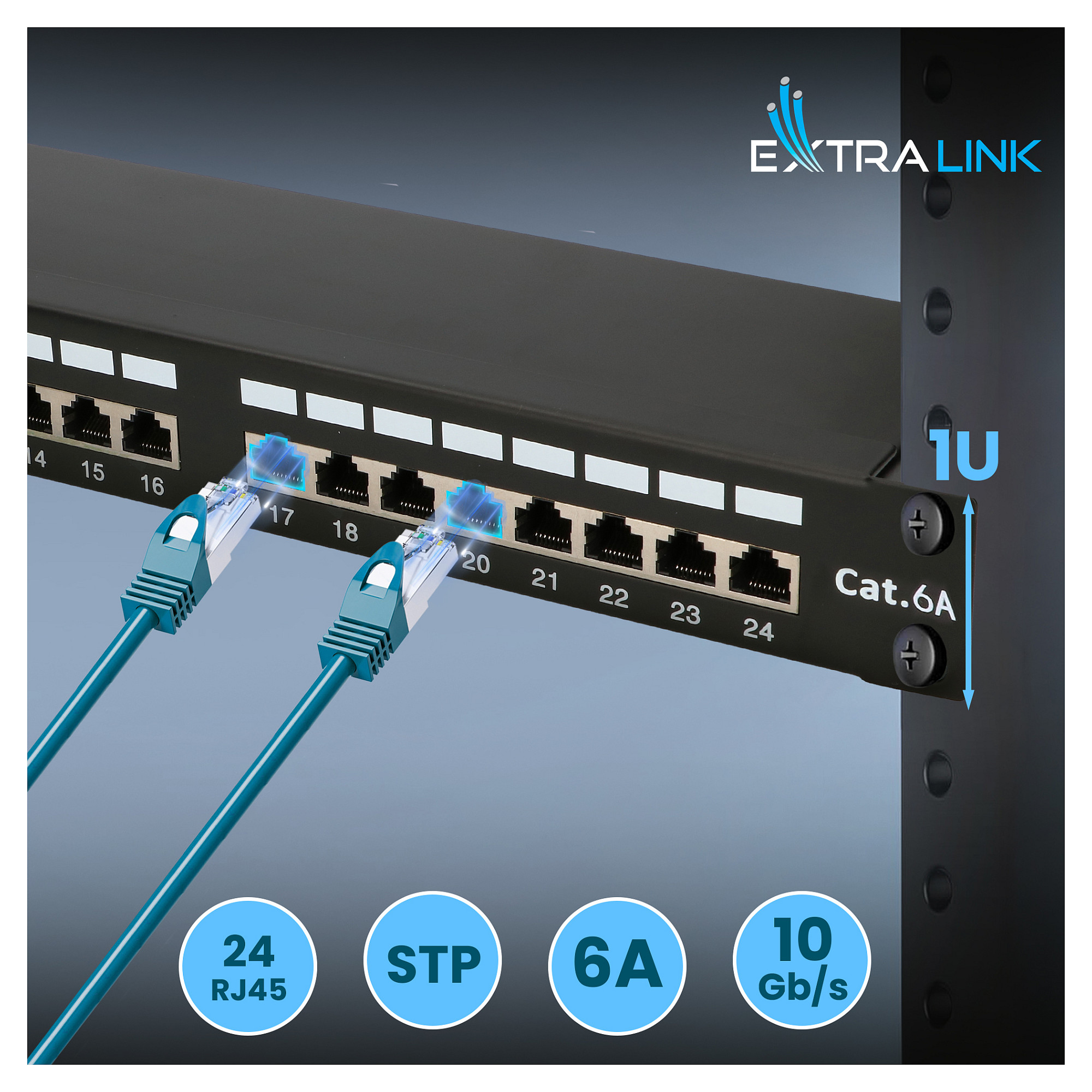Extralink CAT6A STP Patchpanel 24 porty