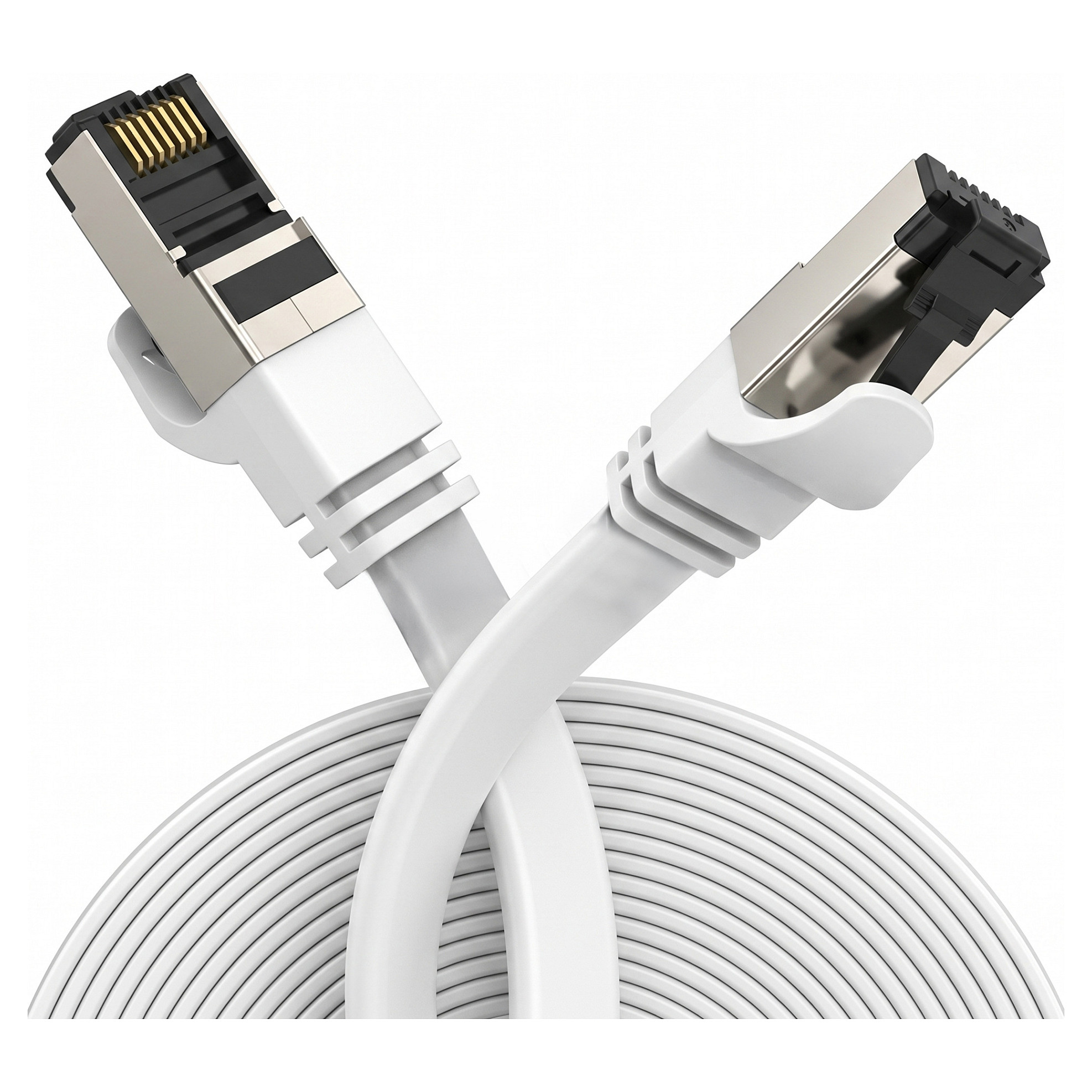 EXTRALINK LAN PATCHCORD CAT.8 U/FTP 0,5M 40G FLAT SHIELDED FOILED TWISTED PAIR BARE COPPER WHITE