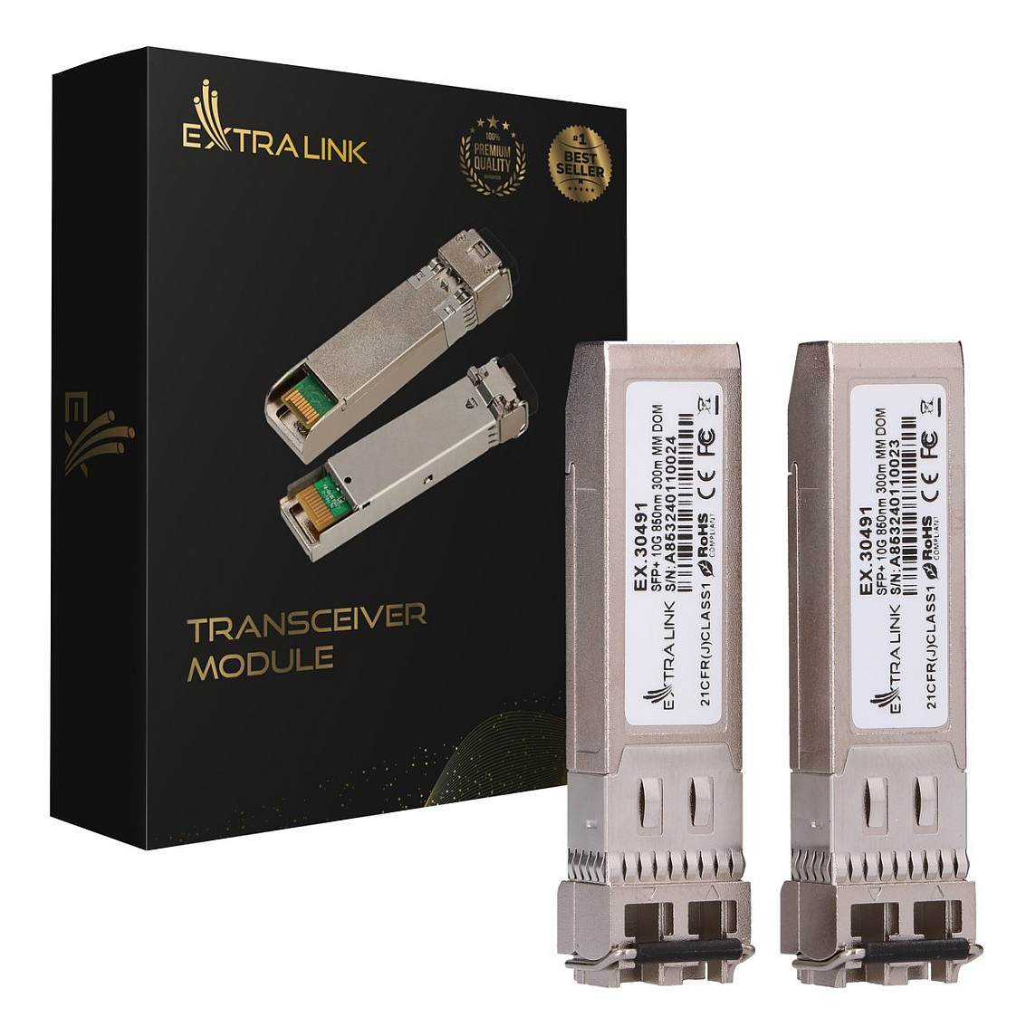 Extralink SFP+ 10G 2-pack | Moduł SFP+ | 10Gbps, 850nm, 300m, multi mode (EX.30491) network transceiver module