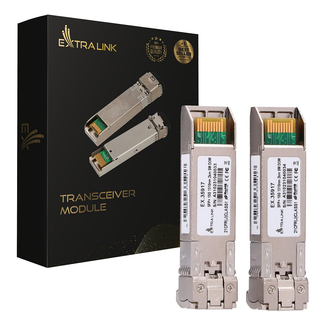 Extralink SFP+ 10G 2-pack | ModuÅ‚ SFP+ | 10Gbps, LC/UPC, 1310nm, 2km, single mode, DOM (EX.35917) network transceiver module