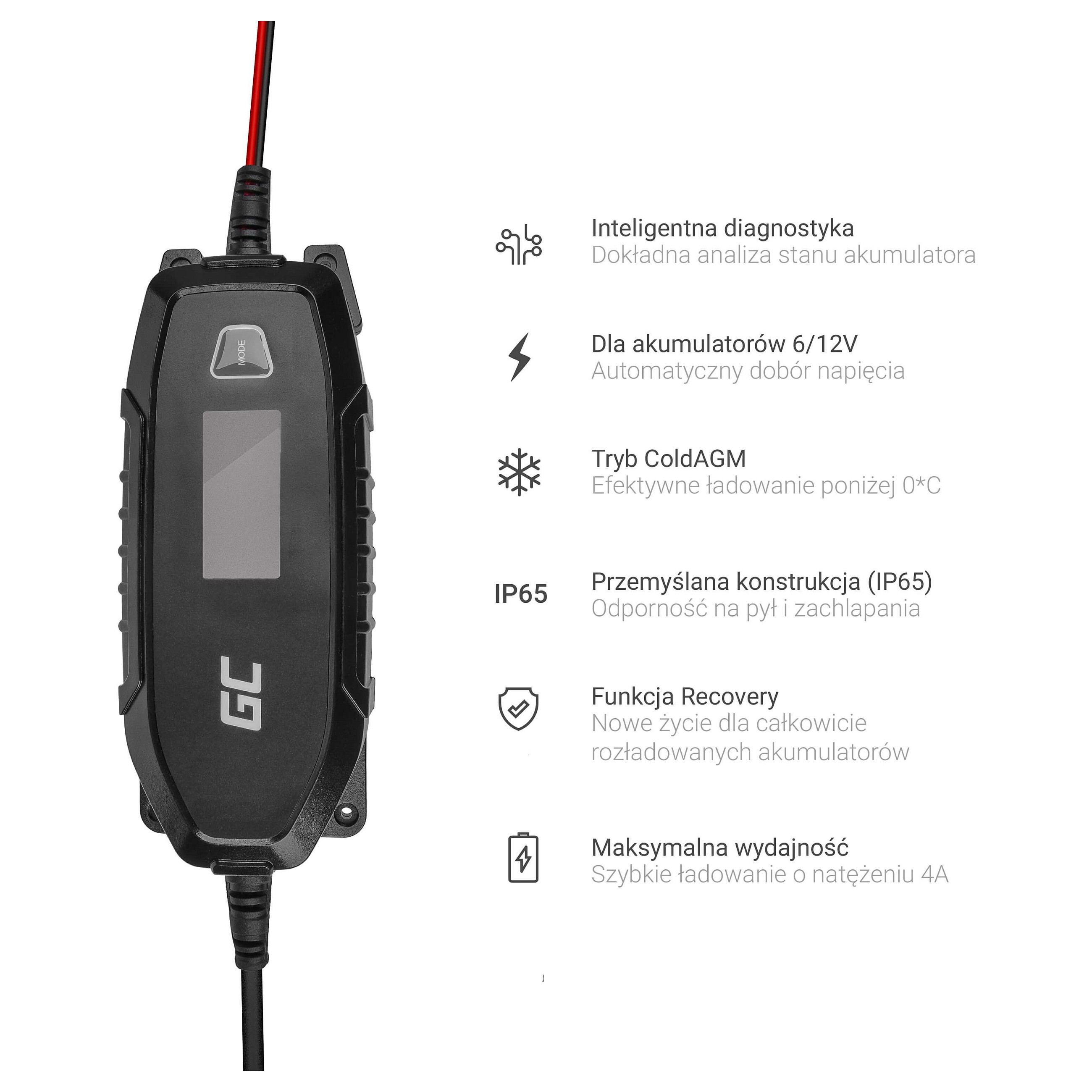 Green Cell Charger for accumulators 6V 12V 4A with diagnostics function