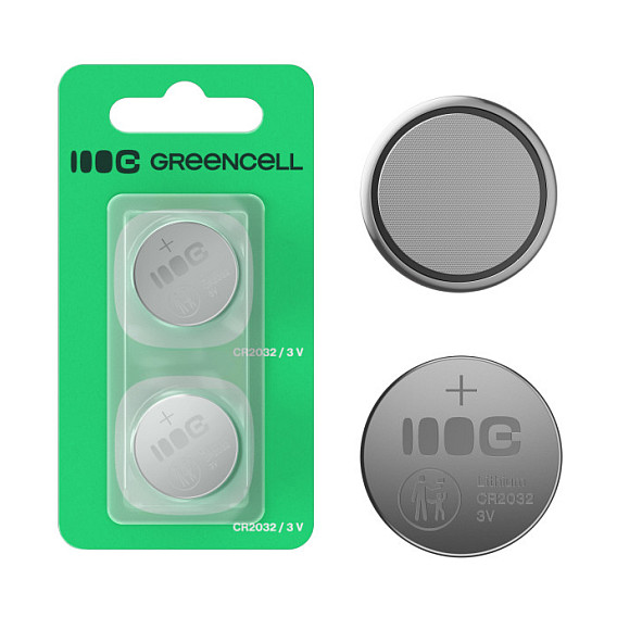 Green Cell Greencell Blister 2x lithium battery CR2032 3V 220mAh button for key, watch, remote, scale Batterien