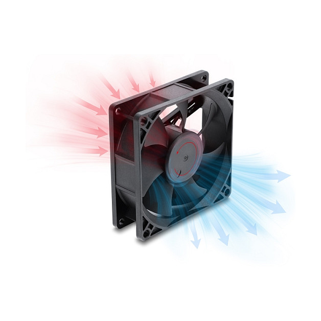 Axiallüfter 48 V DC, 80 x 80 x 25 mm mit 2 Pin Lüfteranschluss schwarz