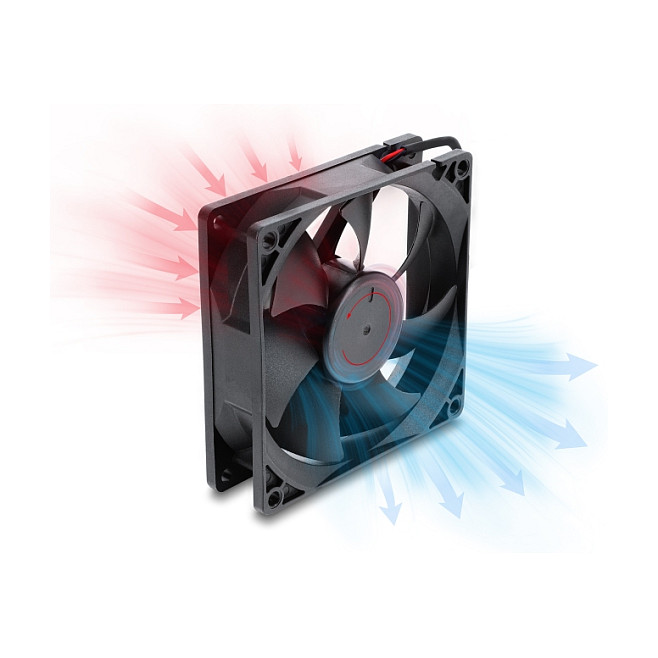 Axiallüfter 48 V DC, 92 x 92 x 25 mm mit 2 Pin Lüfteranschluss schwarz