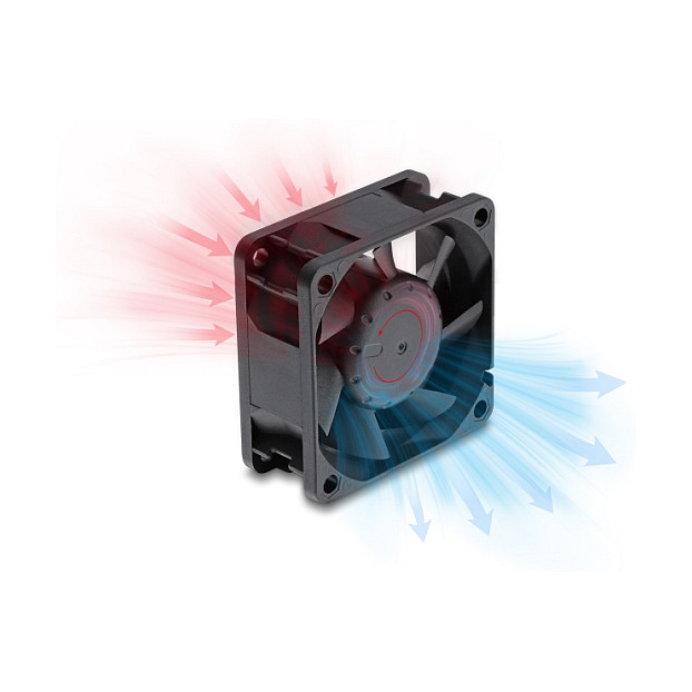 Axiallüfter 48 V DC, 60 x 60 x 25 mm mit 2 Pin Lüfteranschluss schwarz