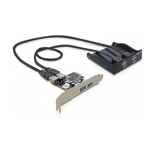 DELOCK Front Panel 8,89cm 3,5Zoll 2x USB 3.0 + 2x USB 3.0 am Slotblech schwarz