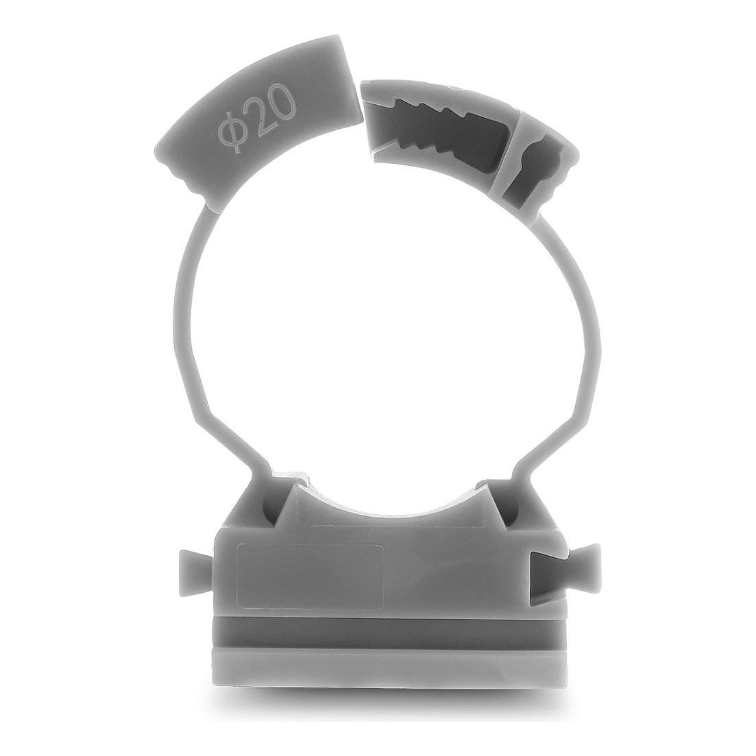 Kabelschlauchhalter mit Verschlussclip, schraubbar für 20 mm Kabelschutzschlauch, 100 Stück, grau