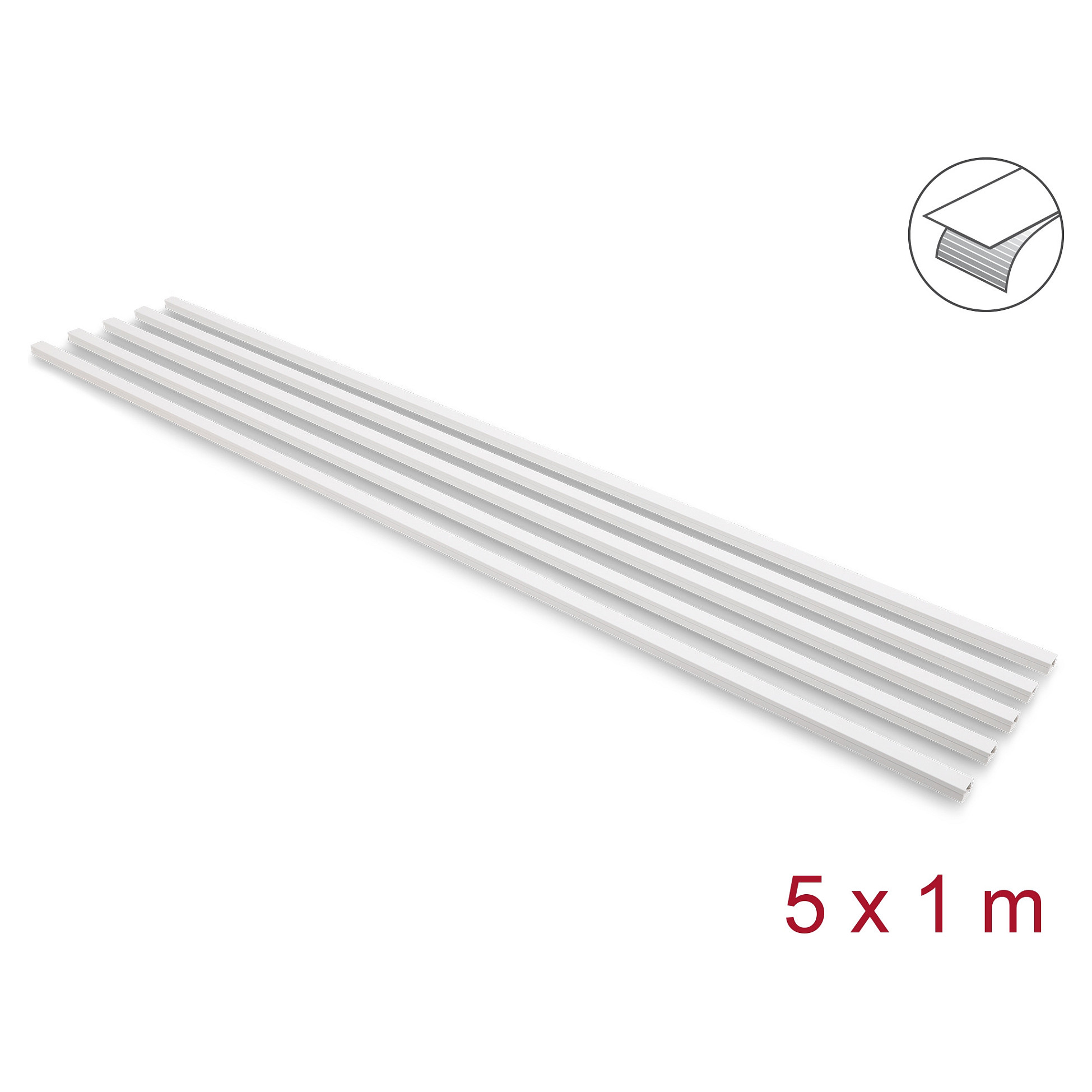 Kabelkanal selbstklebend mit Schiebedeckel 15 x 10 mm - Länge 1 m 5er Pack weiß